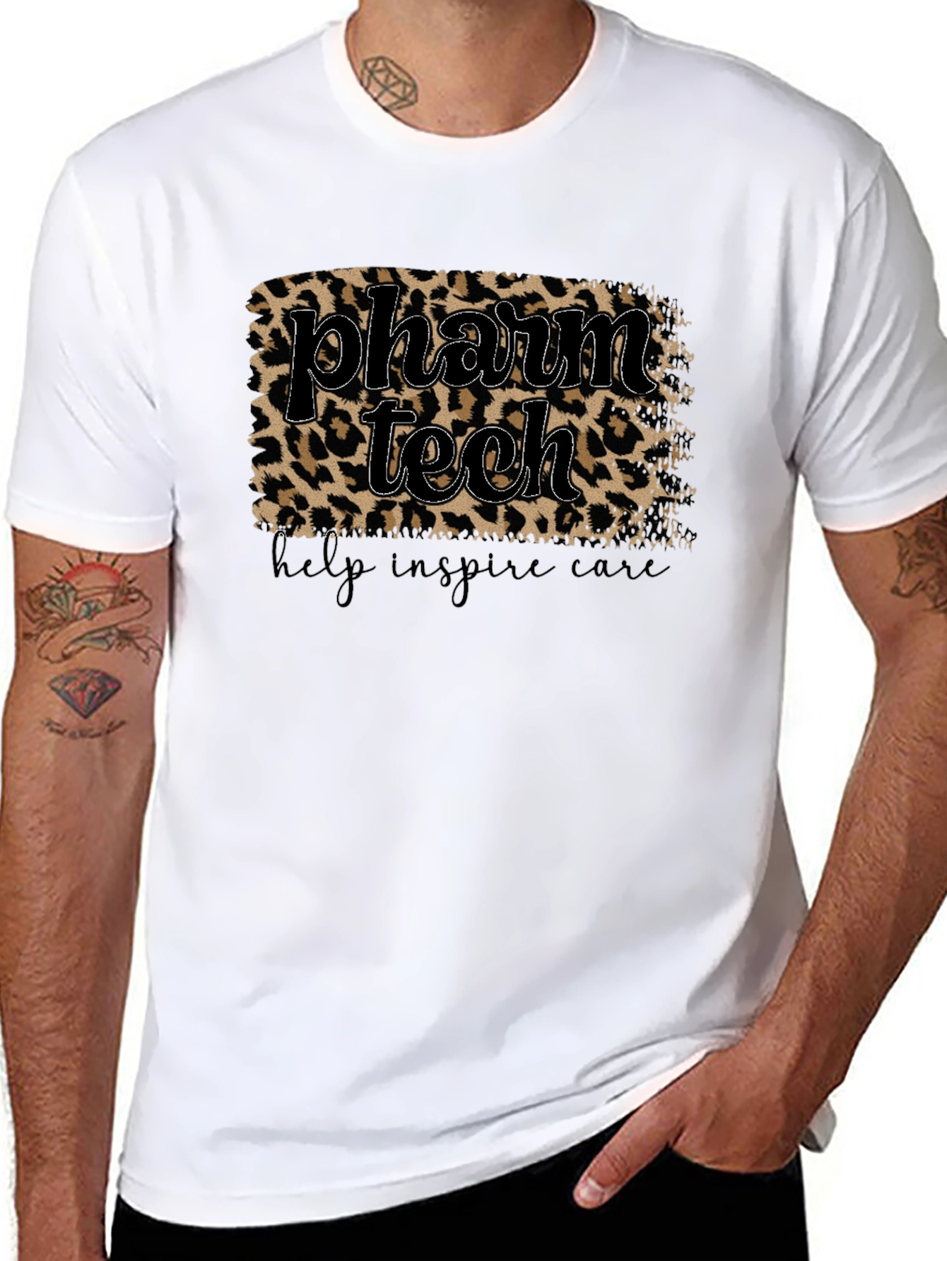 Pharm Tech Leopard Print T-Shirt - Help Inspire Care