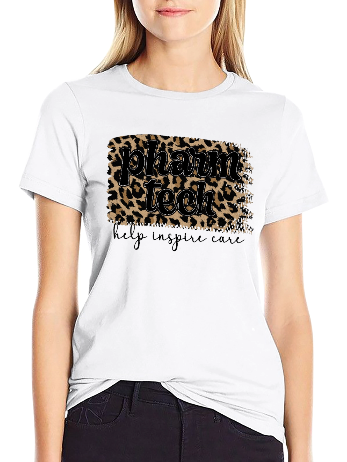 Pharm Tech Leopard Print T-Shirt - Help Inspire Care
