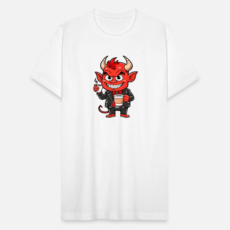 Red devil drinks coffee