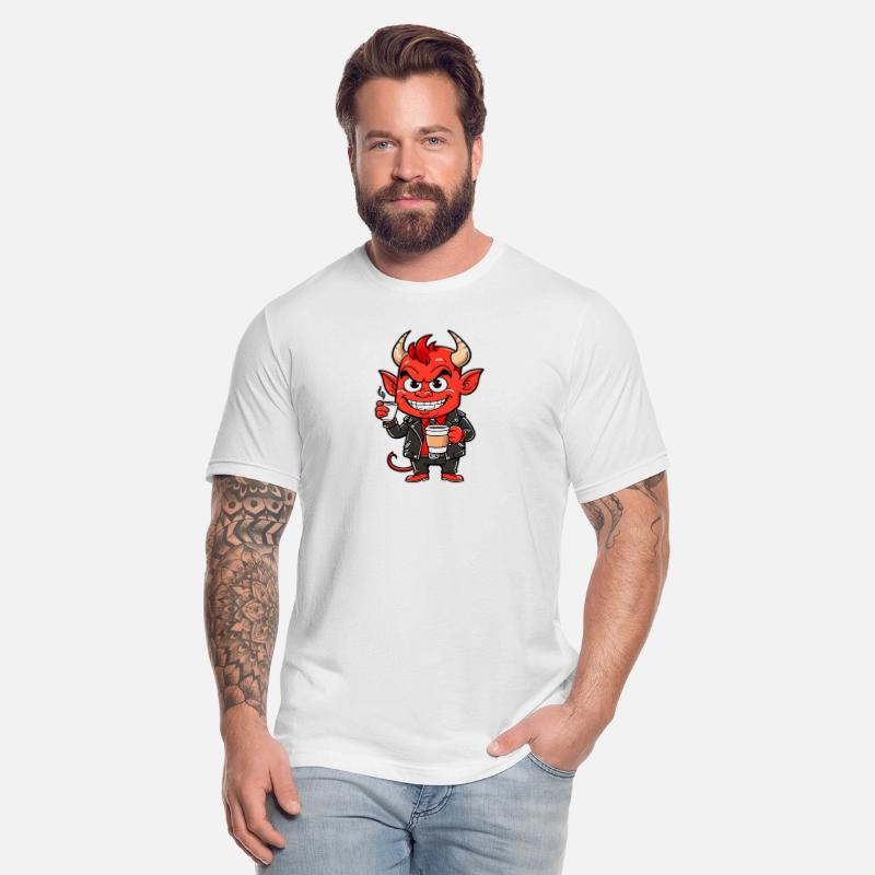 Red devil drinks coffee