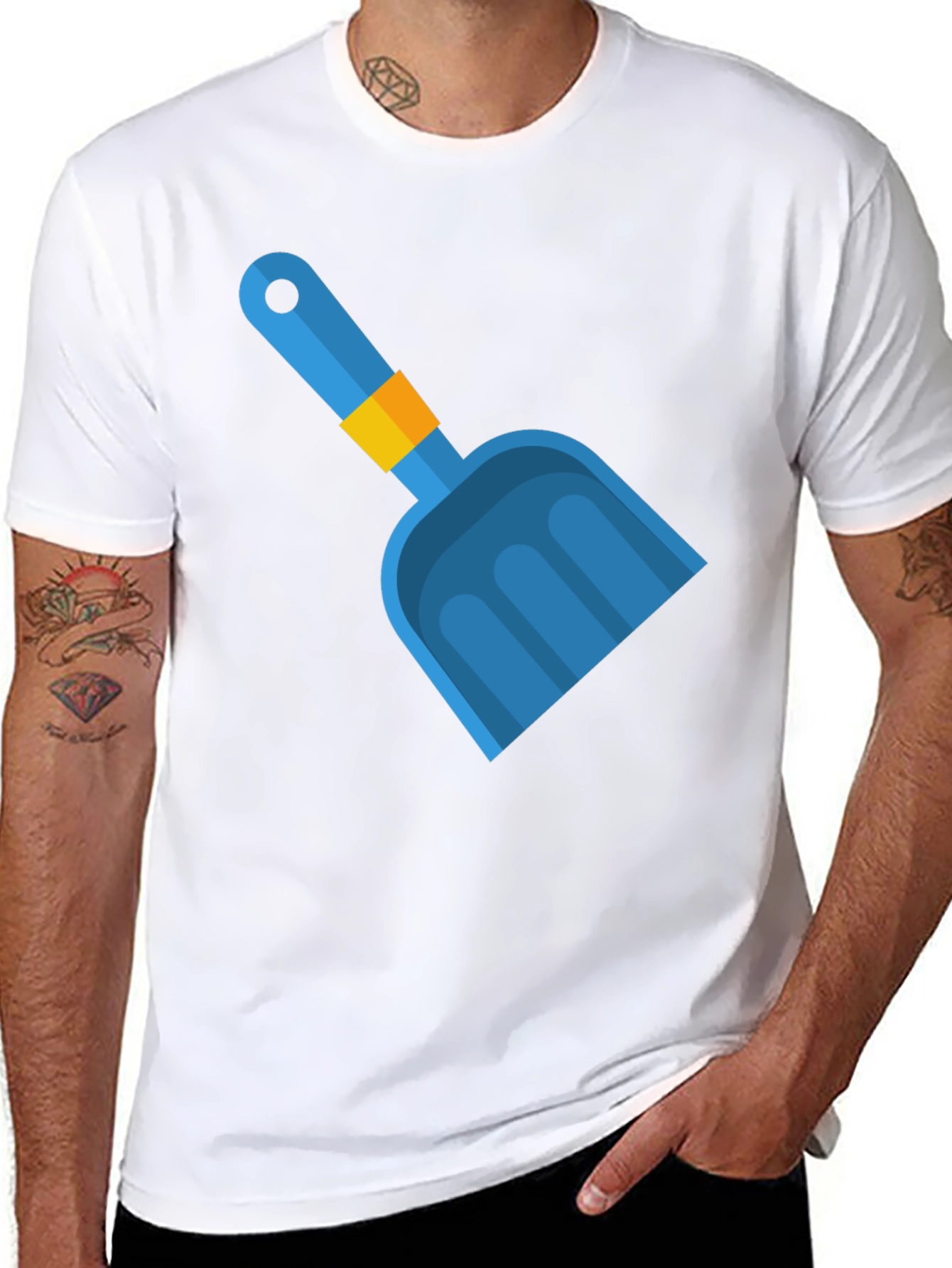 Blue Shovel Graphic Tee - Fun Summer Style