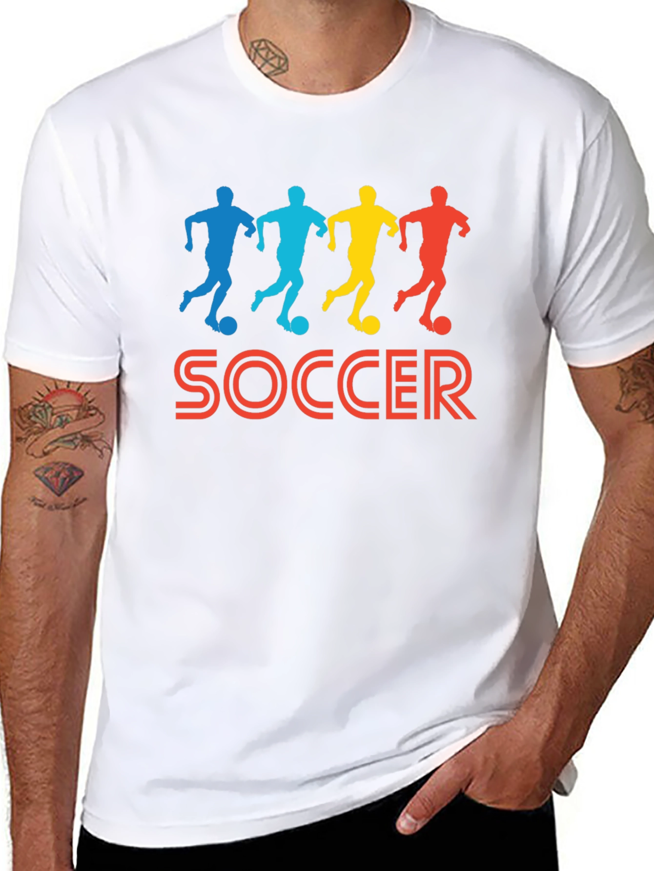 Soccer Player Graphic Tee - Black Cotton T-Shirt