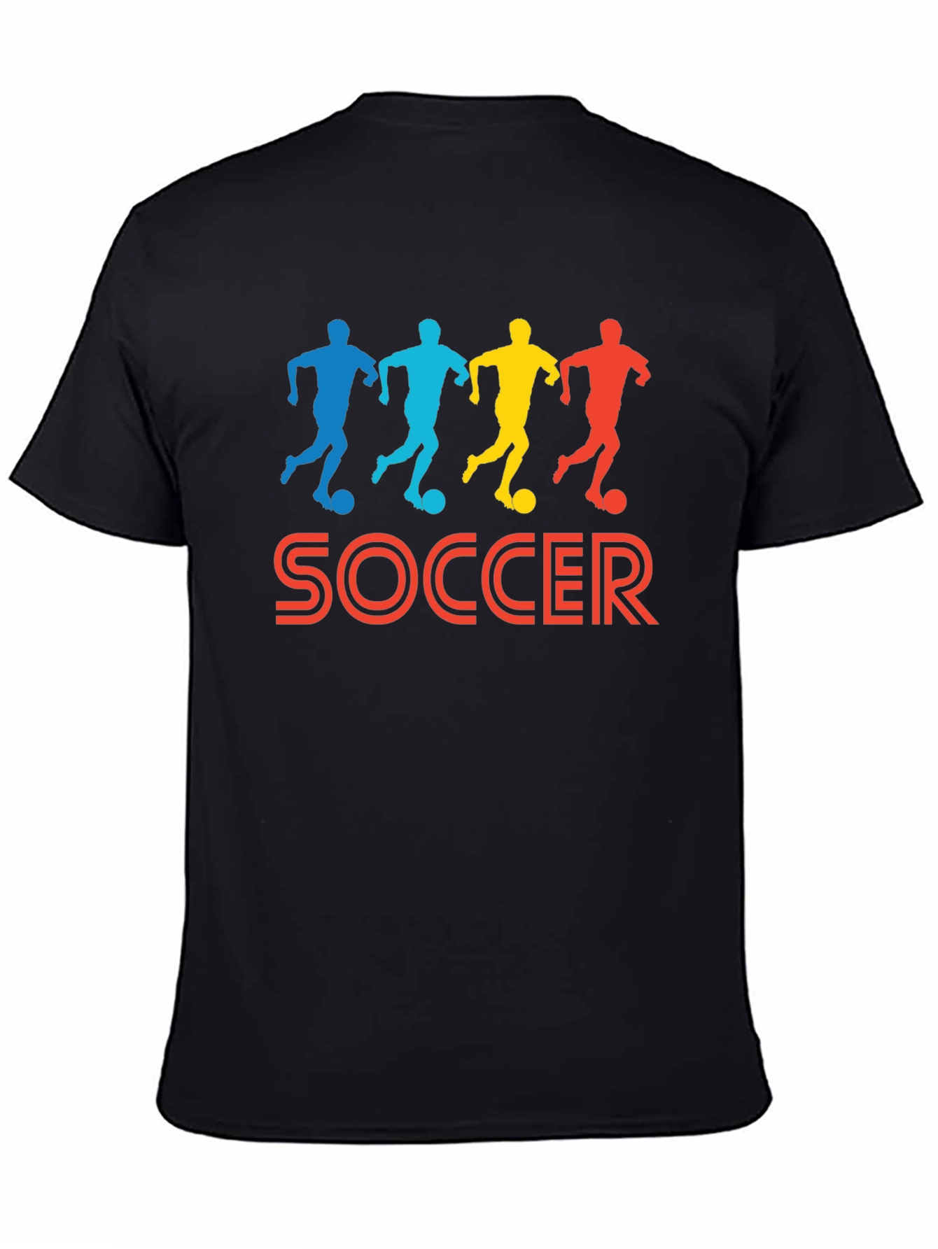 Soccer Player Graphic Tee - Black Cotton T-Shirt
