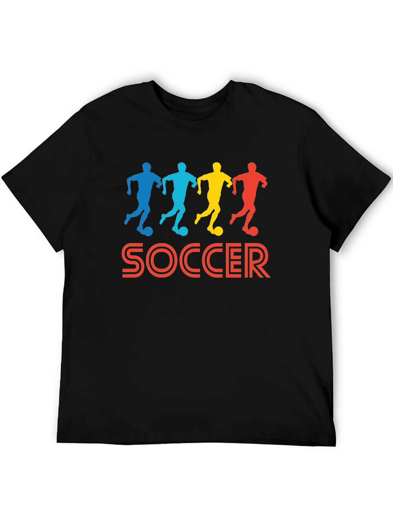 Soccer Player Graphic Tee - Black Cotton T-Shirt