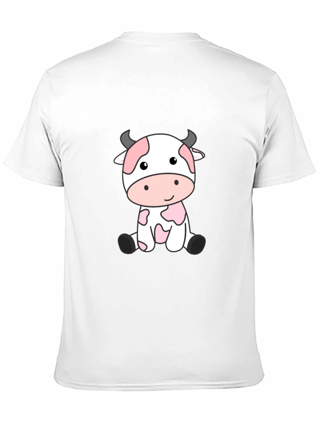 Cute Cartoon Cow Black T-Shirt