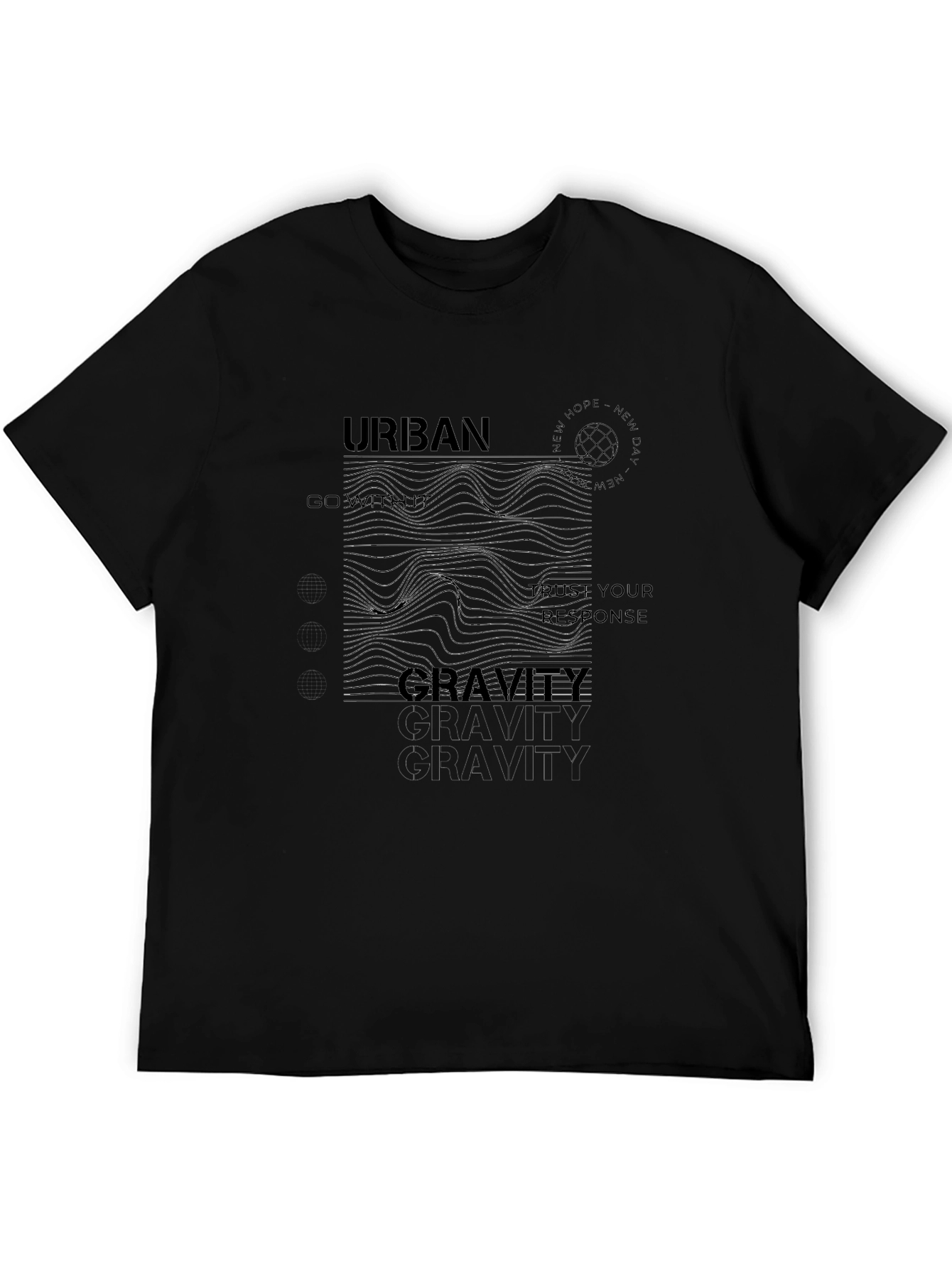 Urban Gravity Black T-Shirt - Modern Graphic Tee