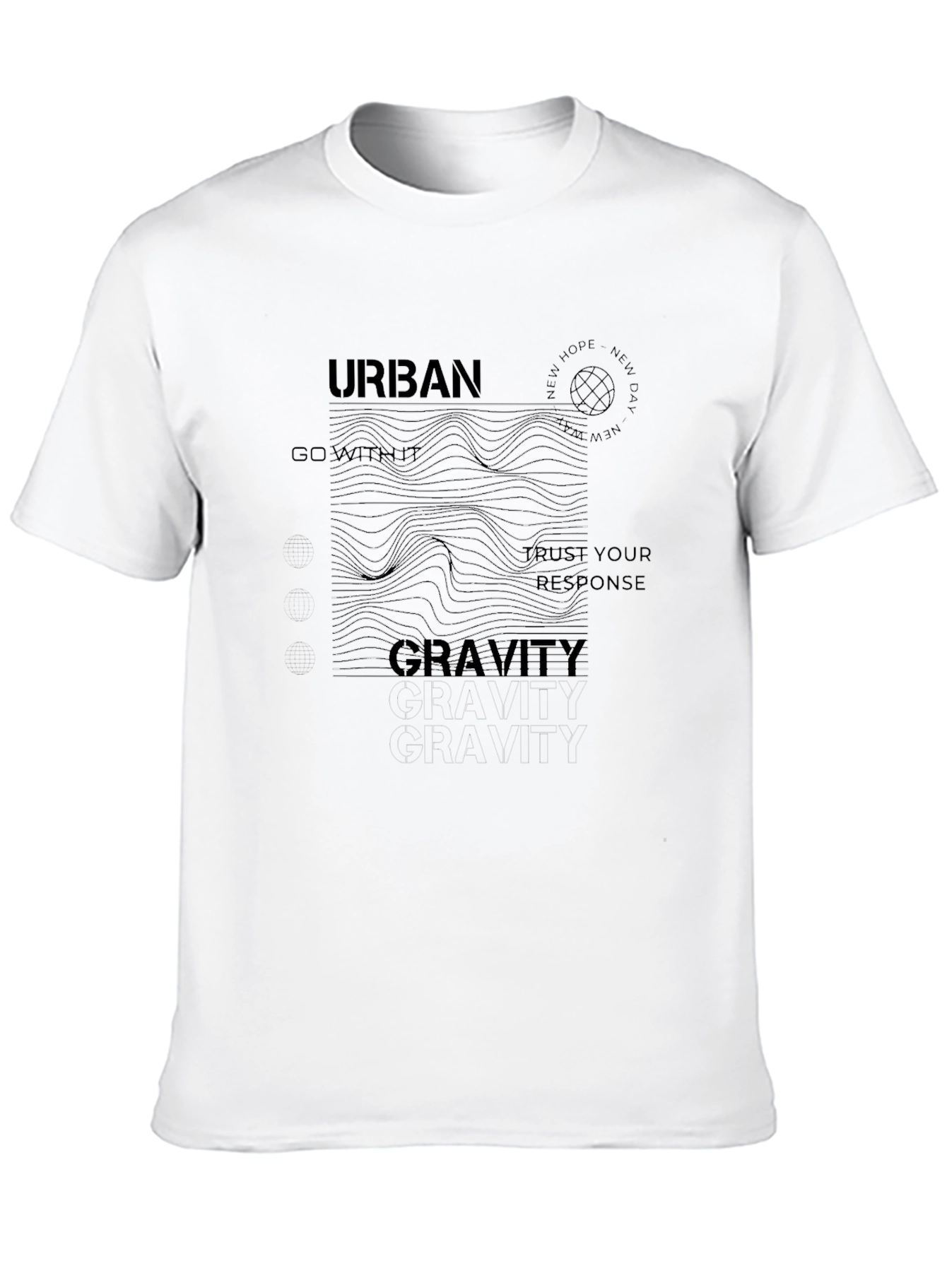 Urban Gravity Black T-Shirt - Modern Graphic Tee