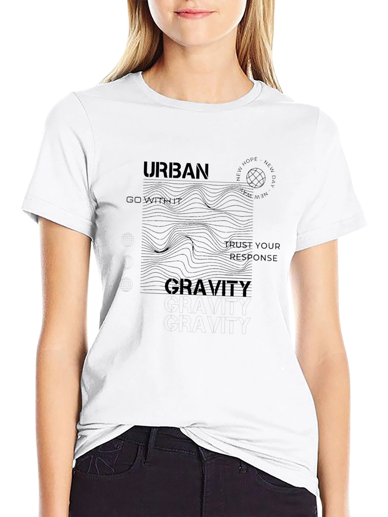 Urban Gravity Black T-Shirt - Modern Graphic Tee