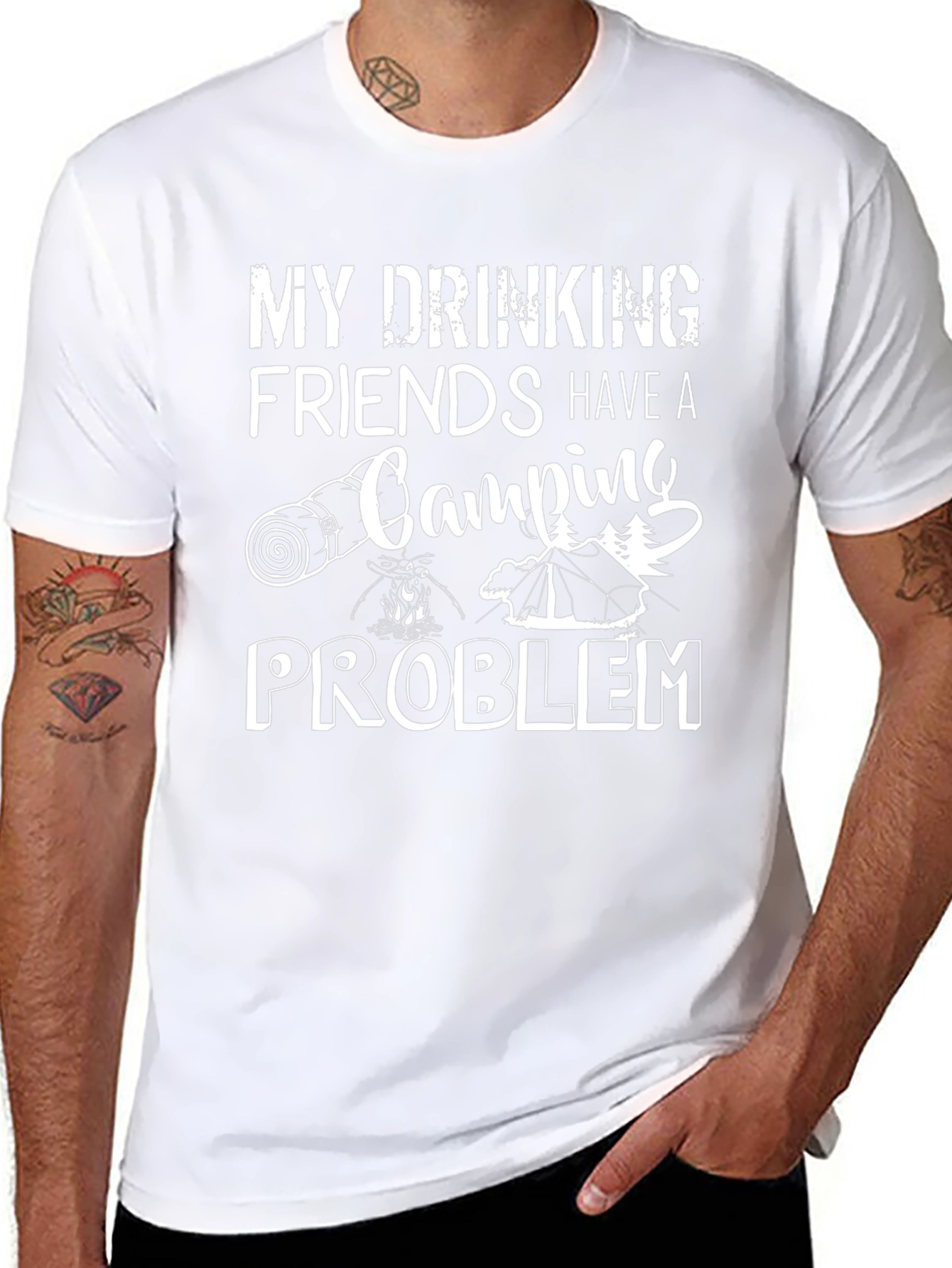 Camping Problem T-Shirt Funny Drinking Friends Tee