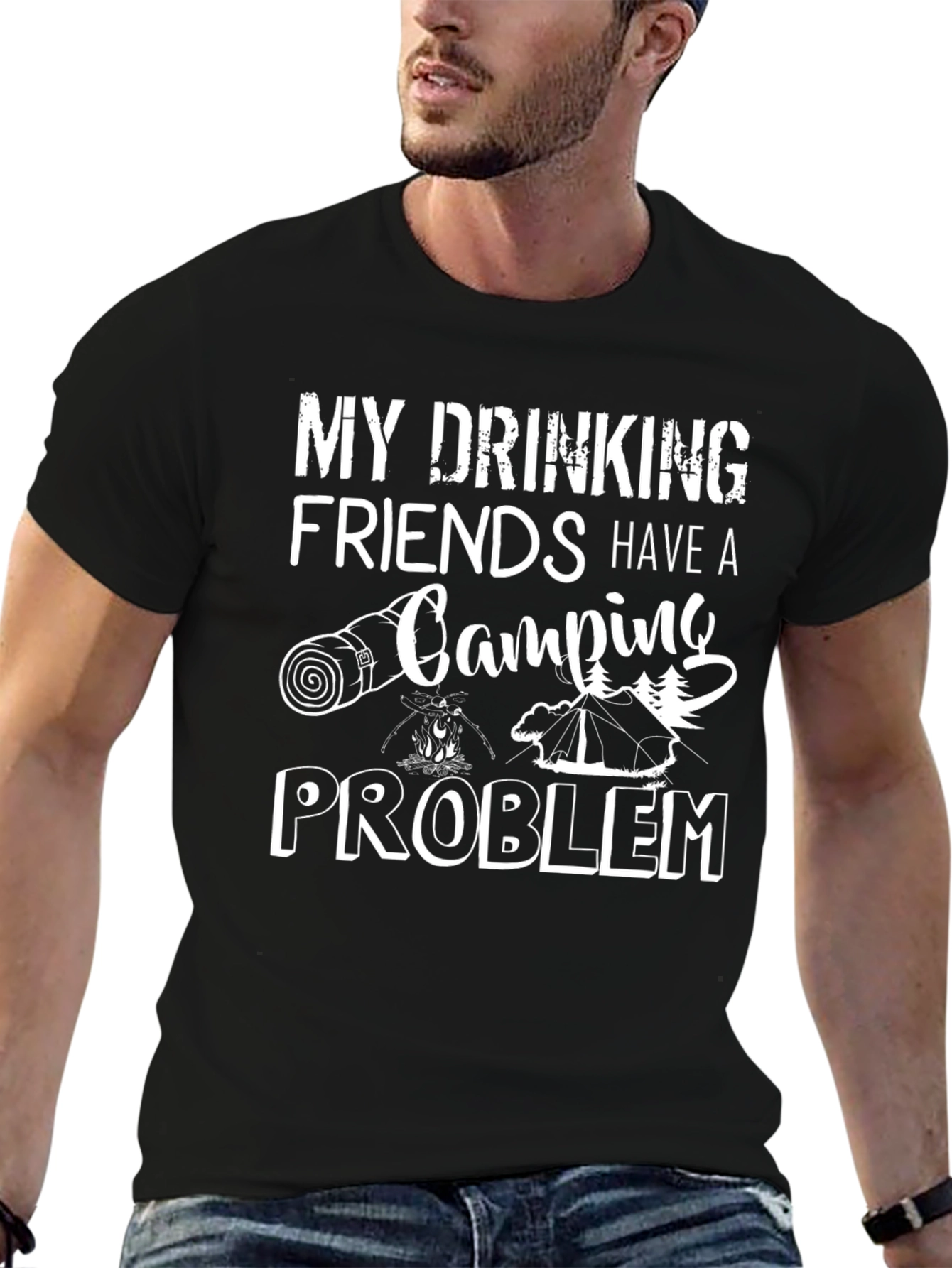 Camping Problem T-Shirt Funny Drinking Friends Tee