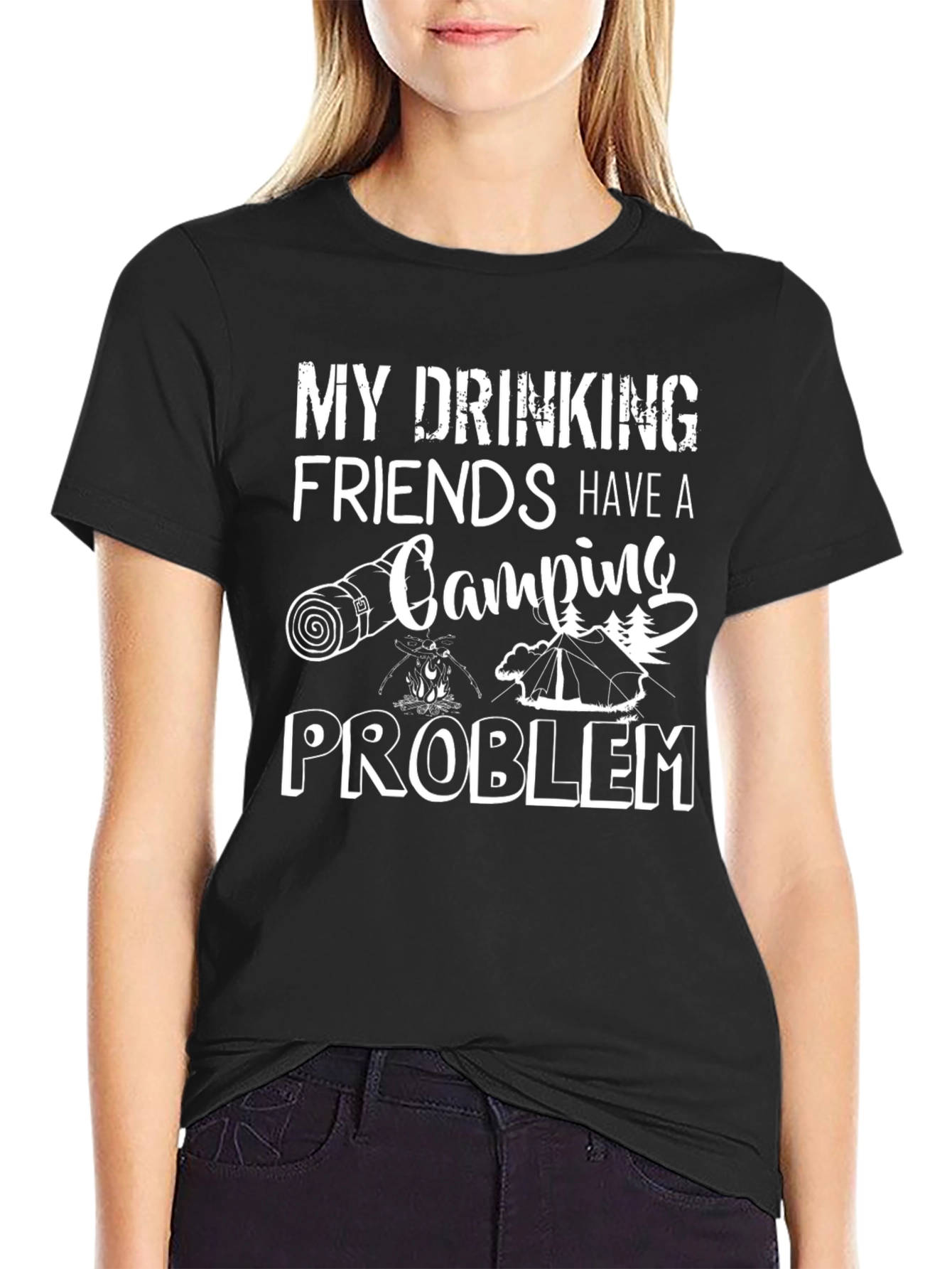Camping Problem T-Shirt Funny Drinking Friends Tee
