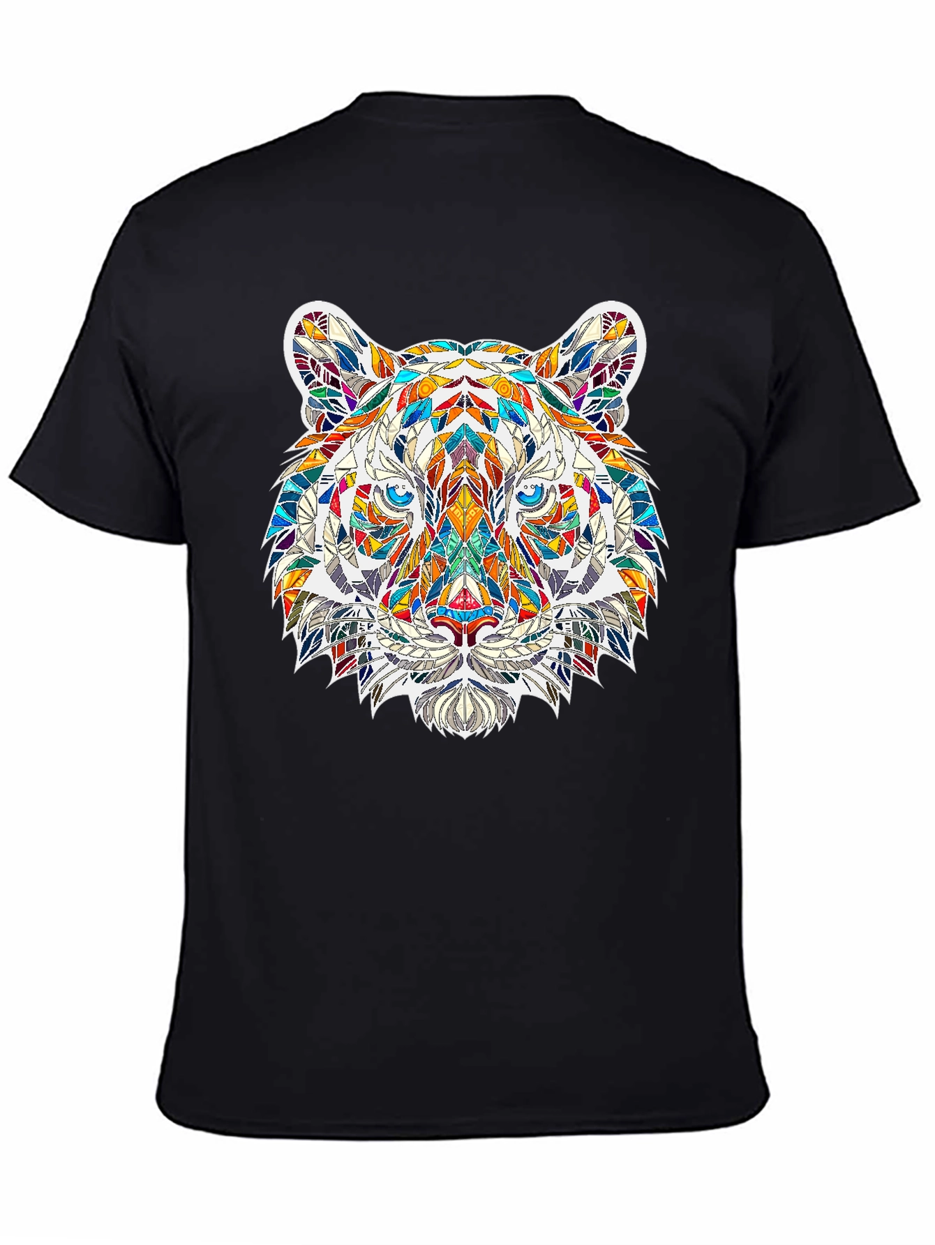 Geometric Tiger Print Black T-Shirt