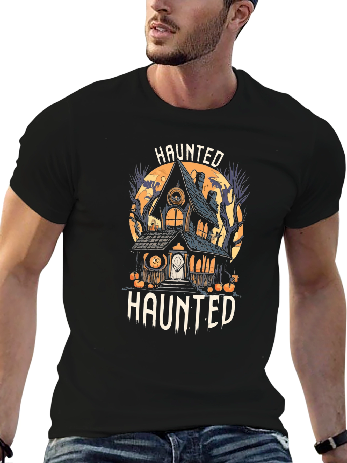 Haunted House Halloween T-Shirt - Spooky Design