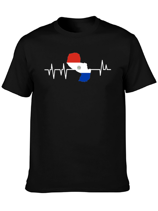 Paraguay Flag Heartbeat T-Shirt - Country Pride Tee