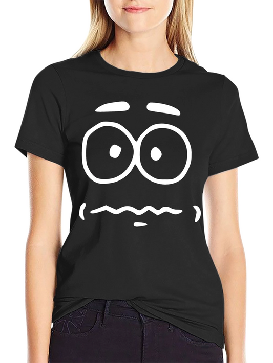 Funny Cartoon Face Graphic Tee - Black