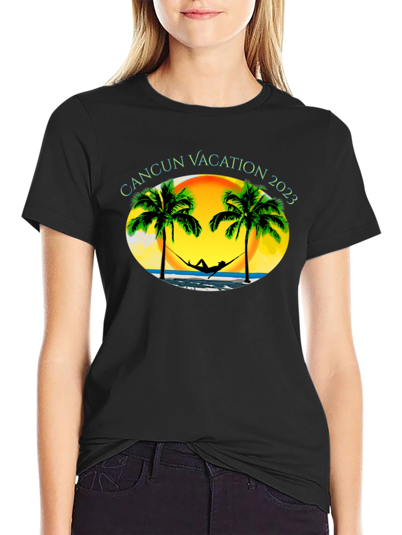 Cancun Vacation 2023 Black T-Shirt