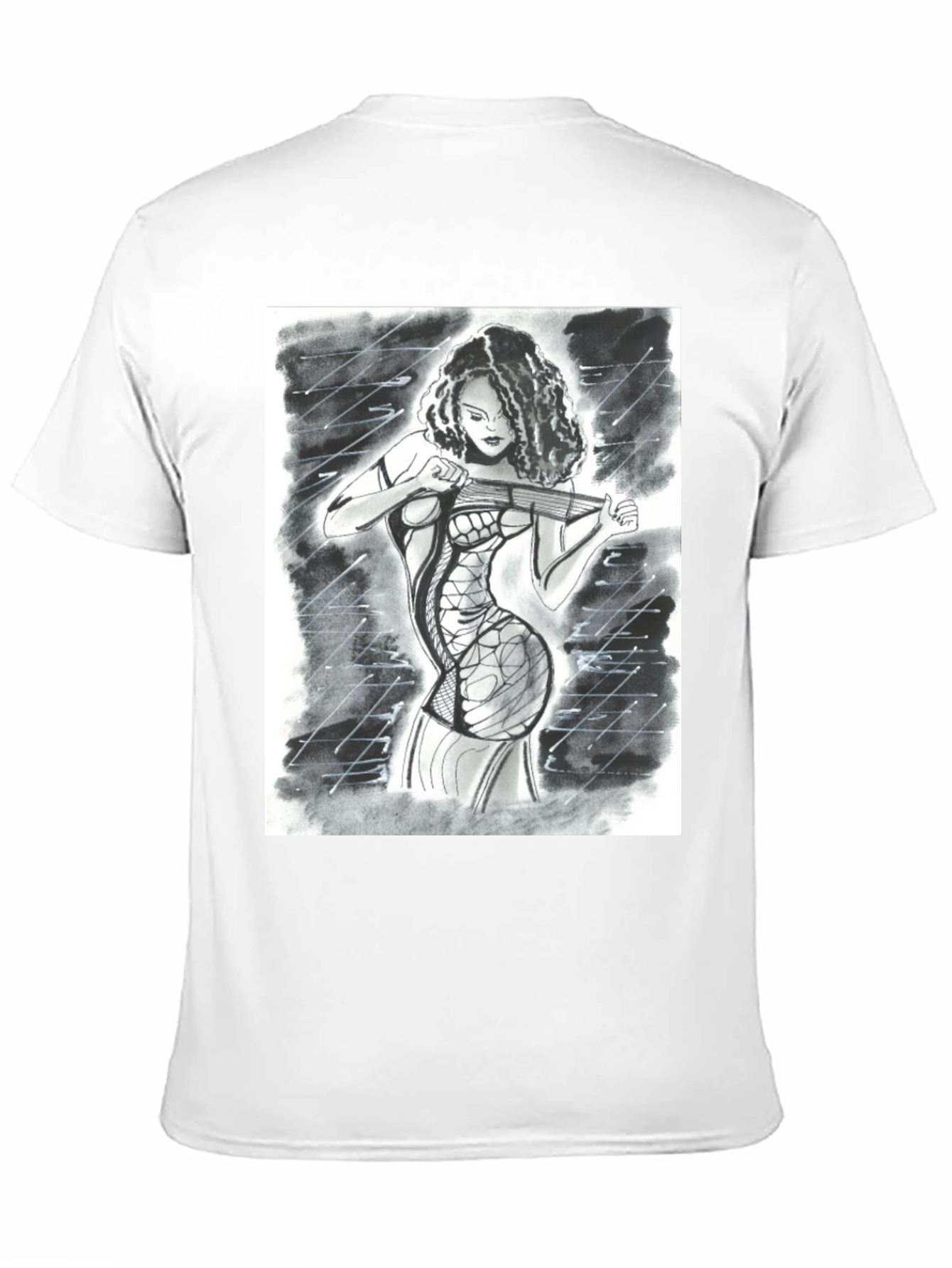 Edgy Artistic Woman Black T-Shirt