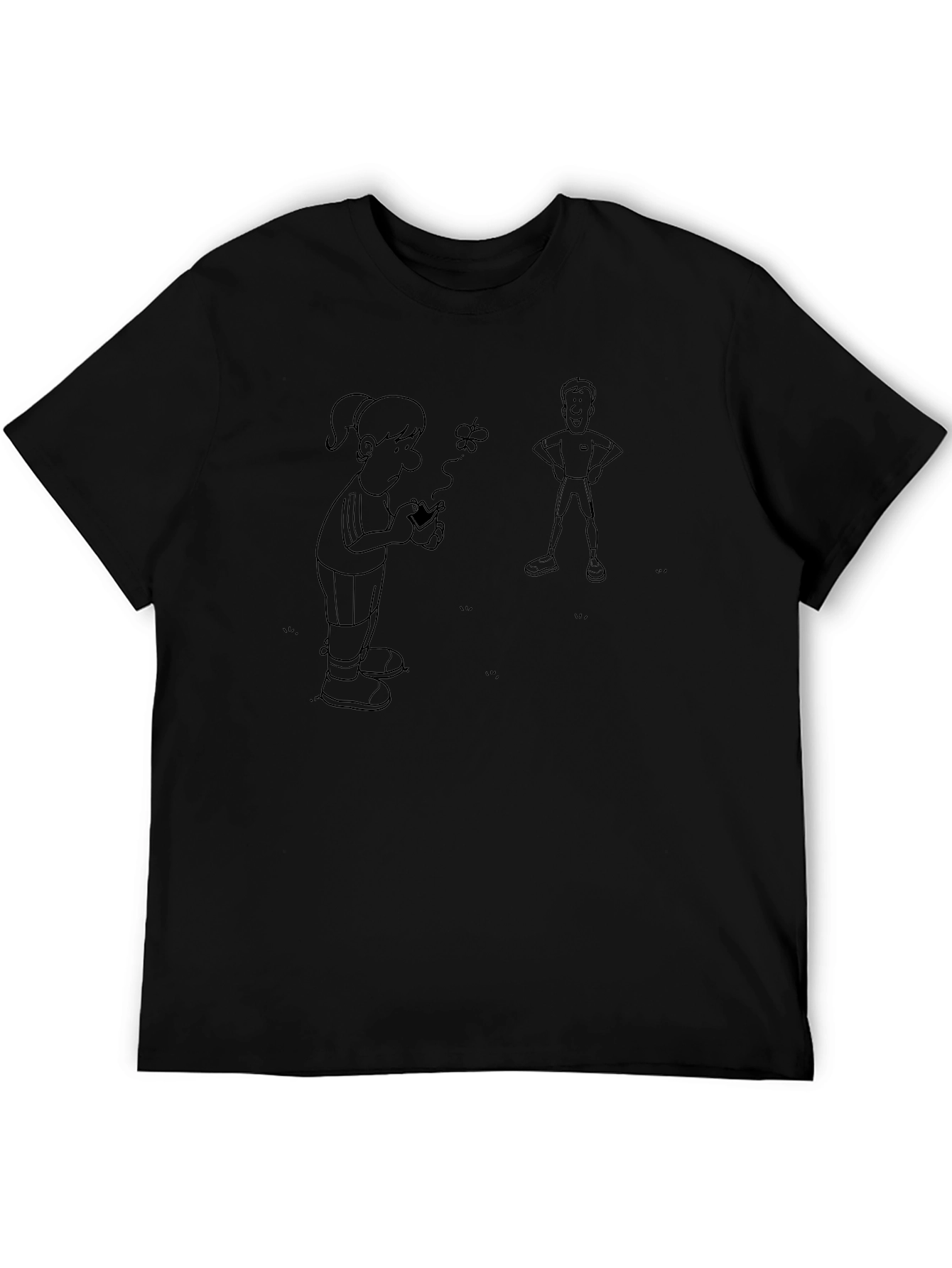 Cartoon Graphic Tee - Casual Black T-Shirt