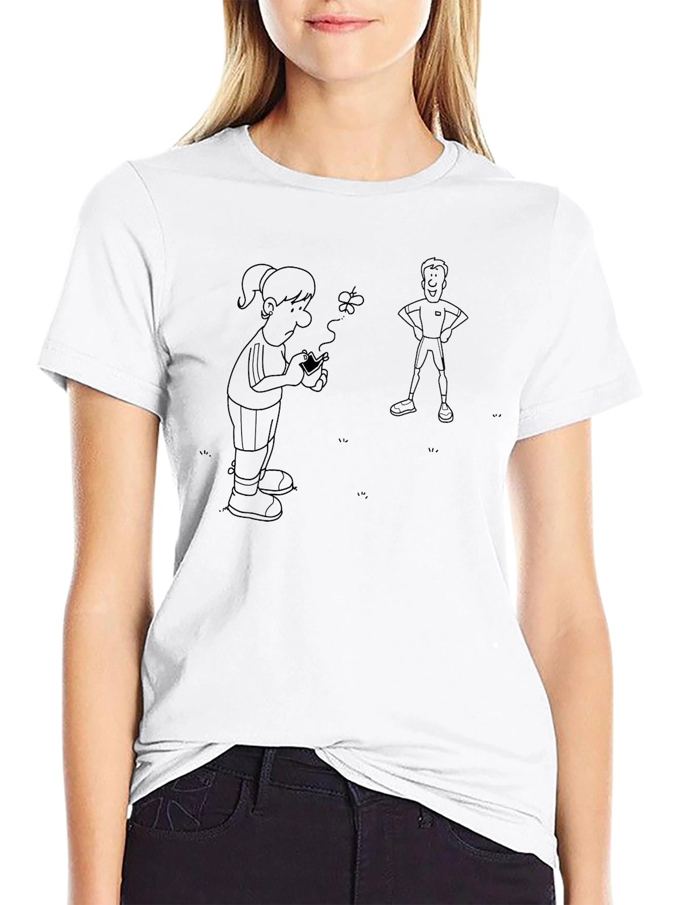 Cartoon Graphic Tee - Casual Black T-Shirt