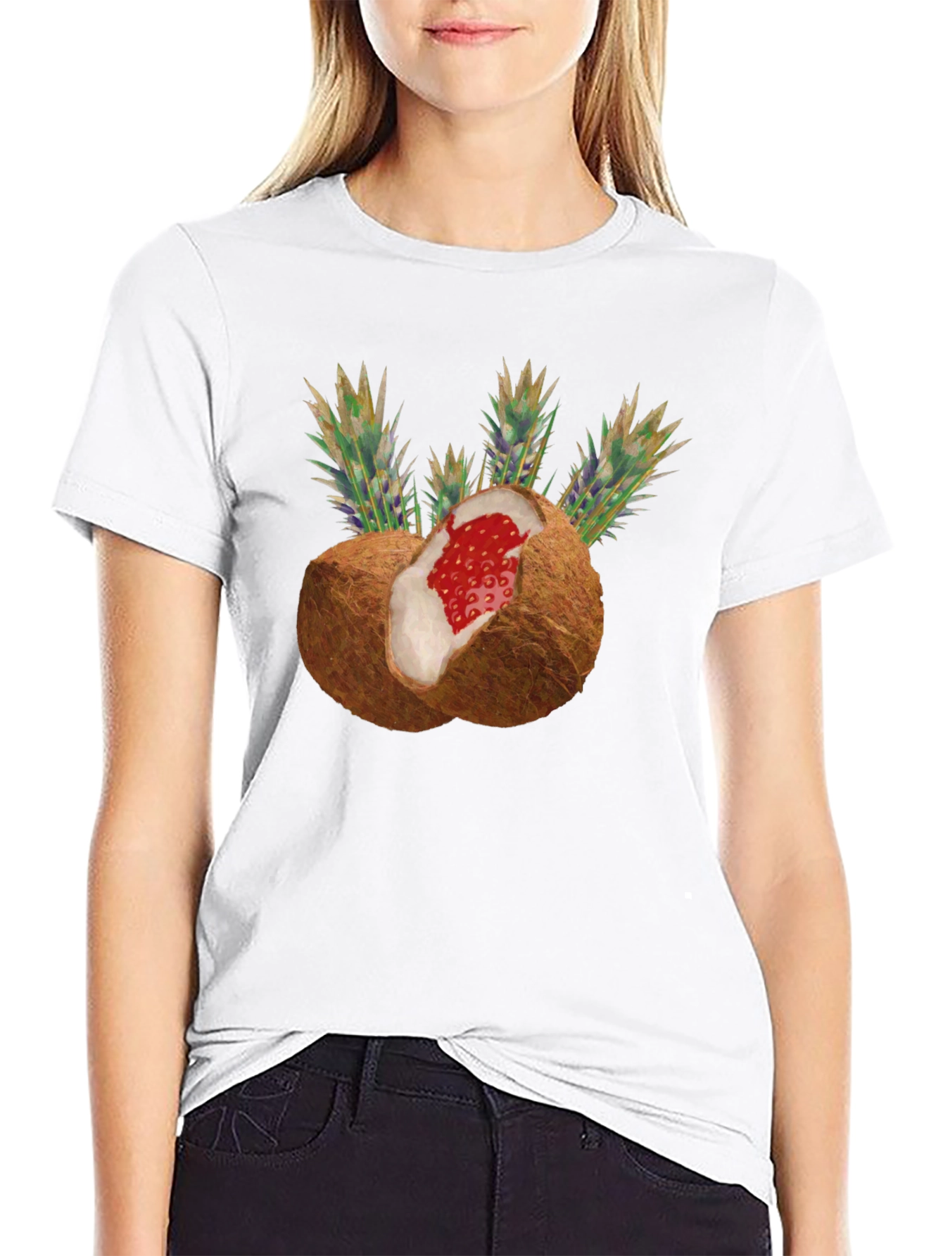 Coconut Strawberry Novelty Graphic Tee