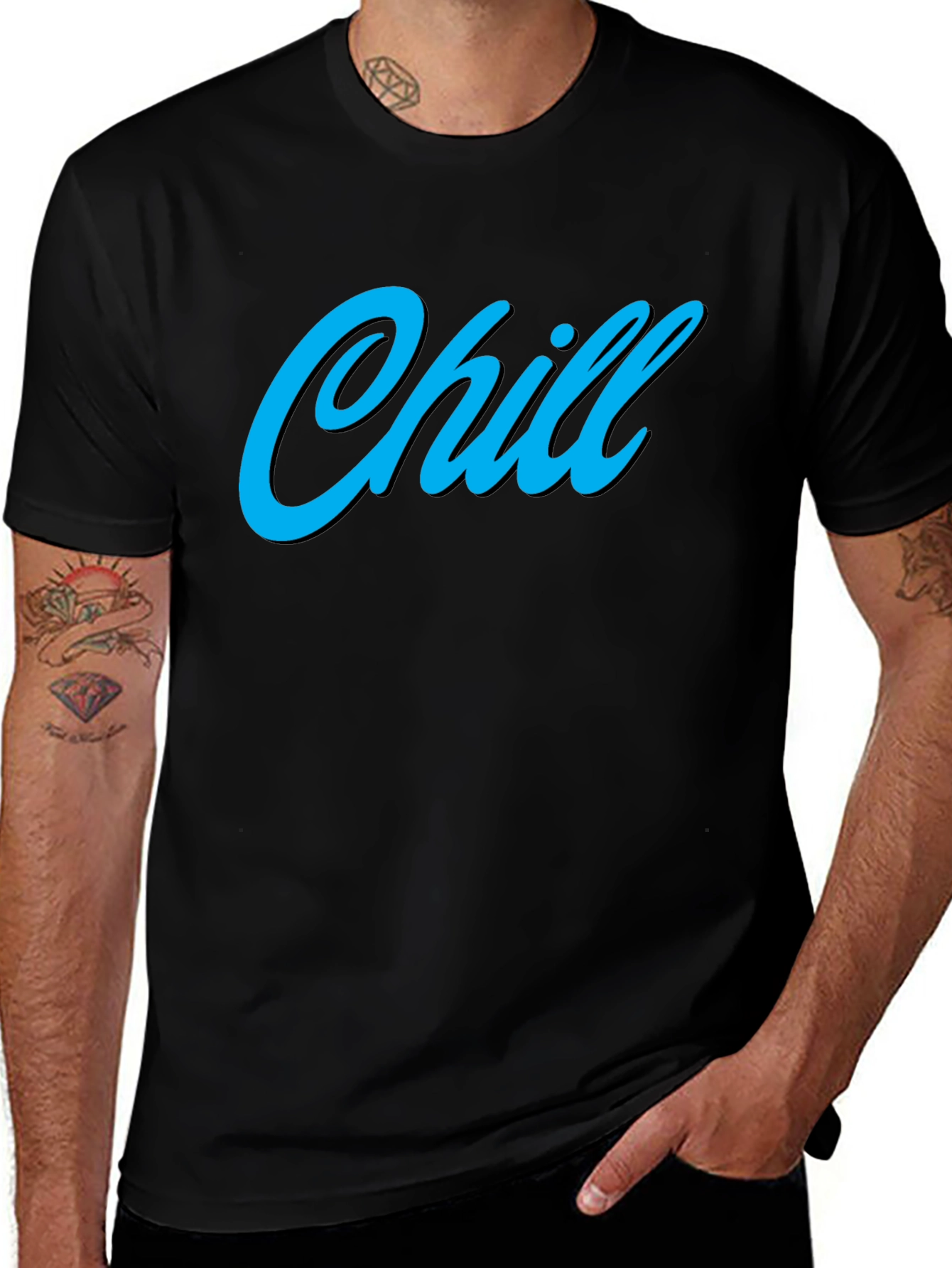 Chill Black Graphic Tee - Relaxed Comfort
