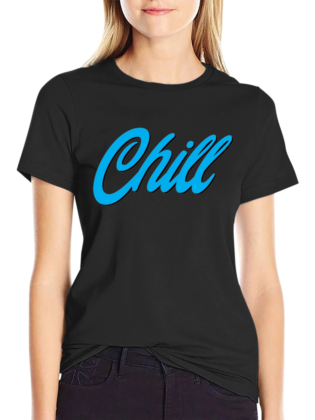 Chill Black Graphic Tee - Relaxed Comfort