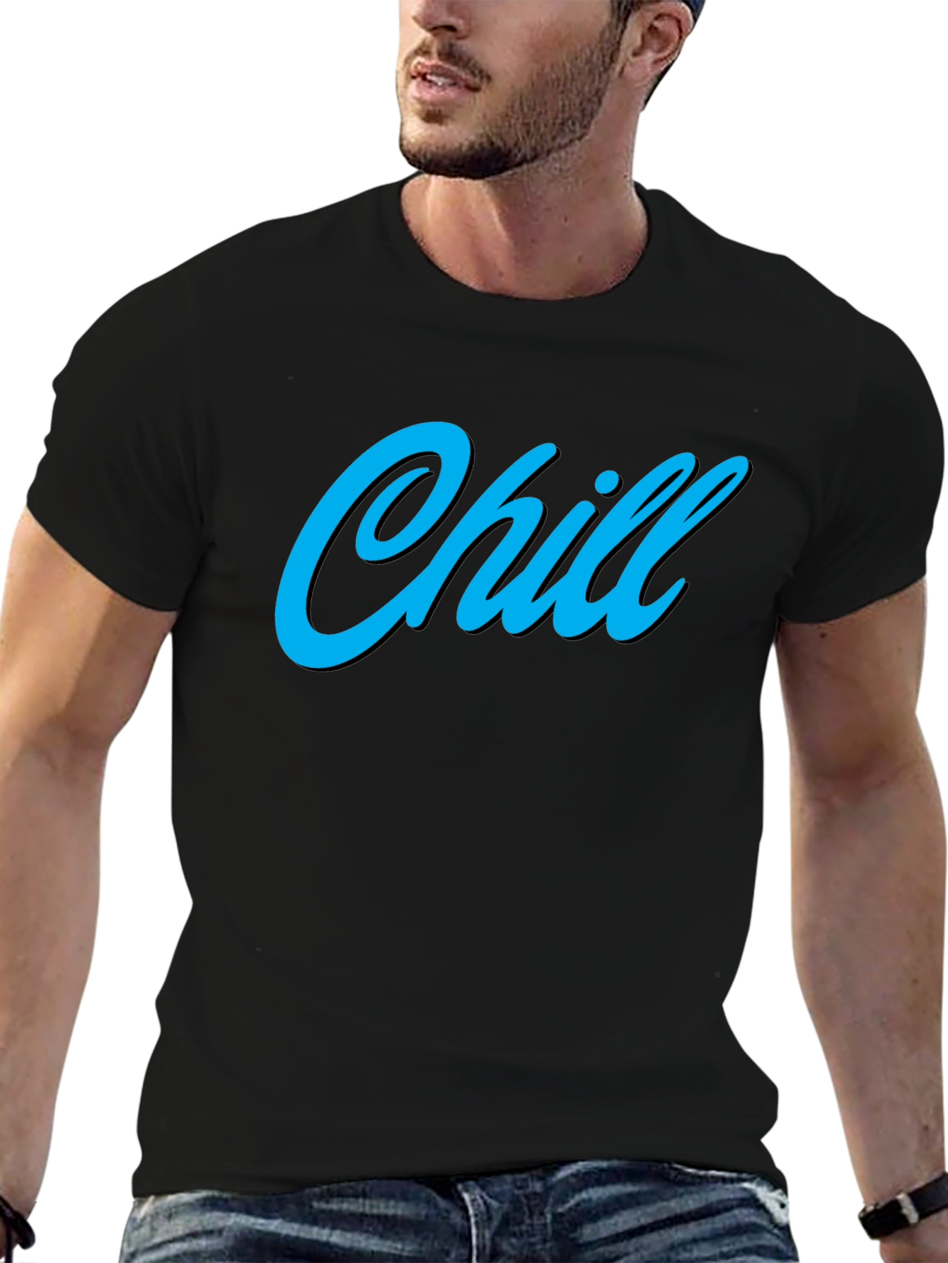 Chill Black Graphic Tee - Relaxed Comfort