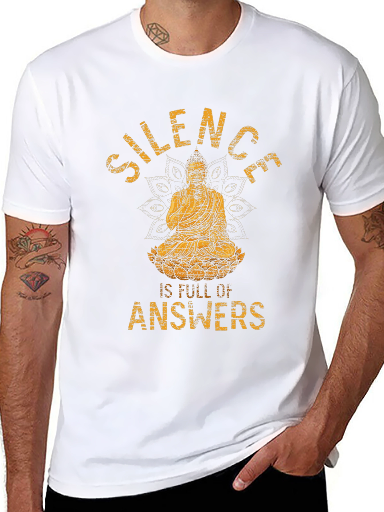 Silence is Full of Answers Buddha Graphic T-Shirt