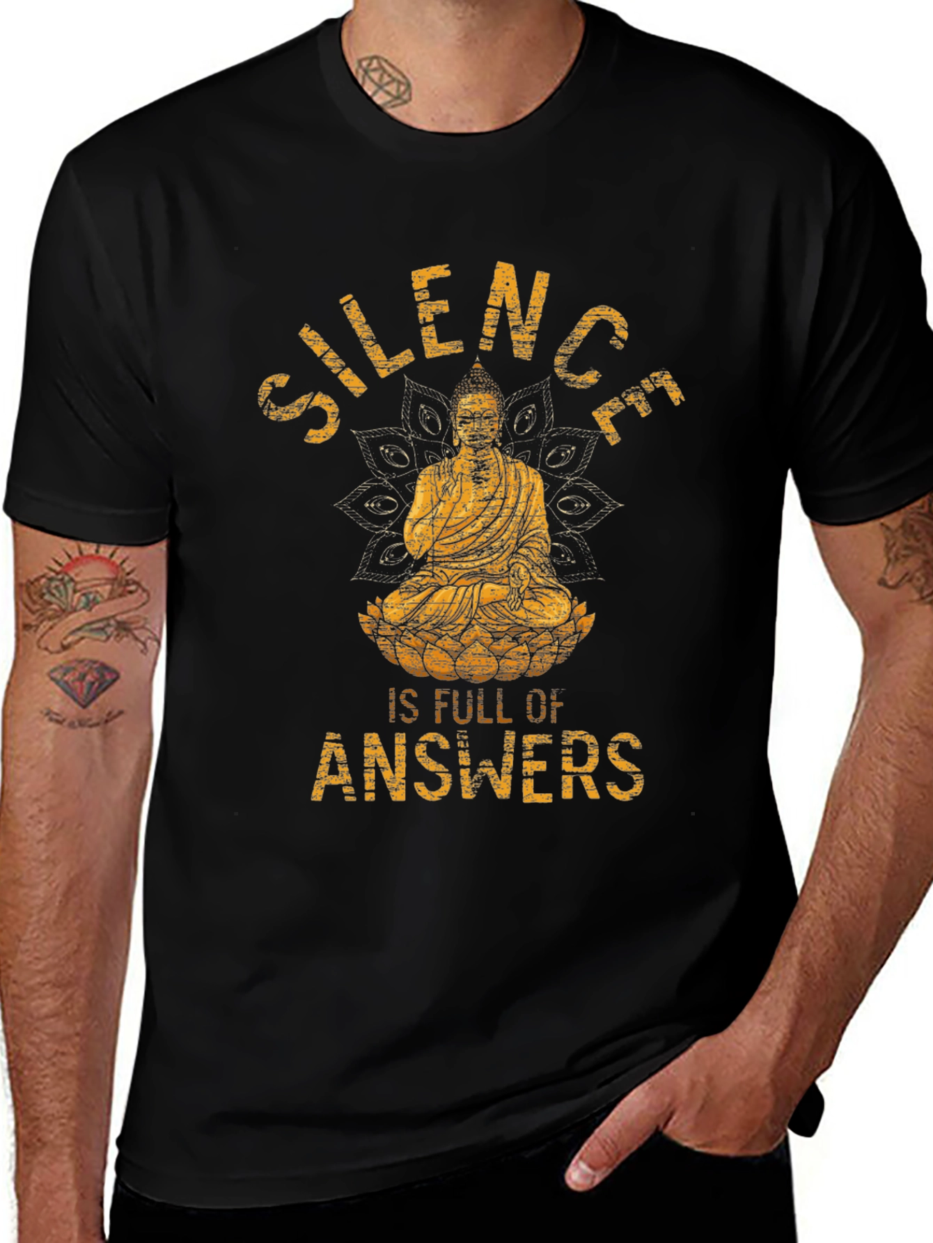 Silence is Full of Answers Buddha Graphic T-Shirt