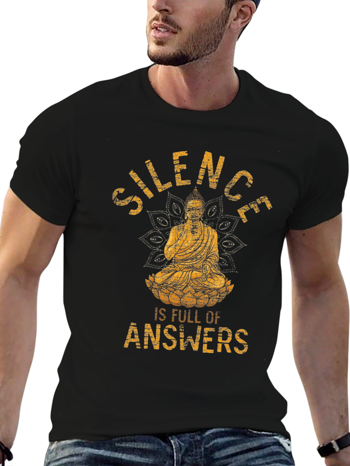 Silence is Full of Answers Buddha Graphic T-Shirt