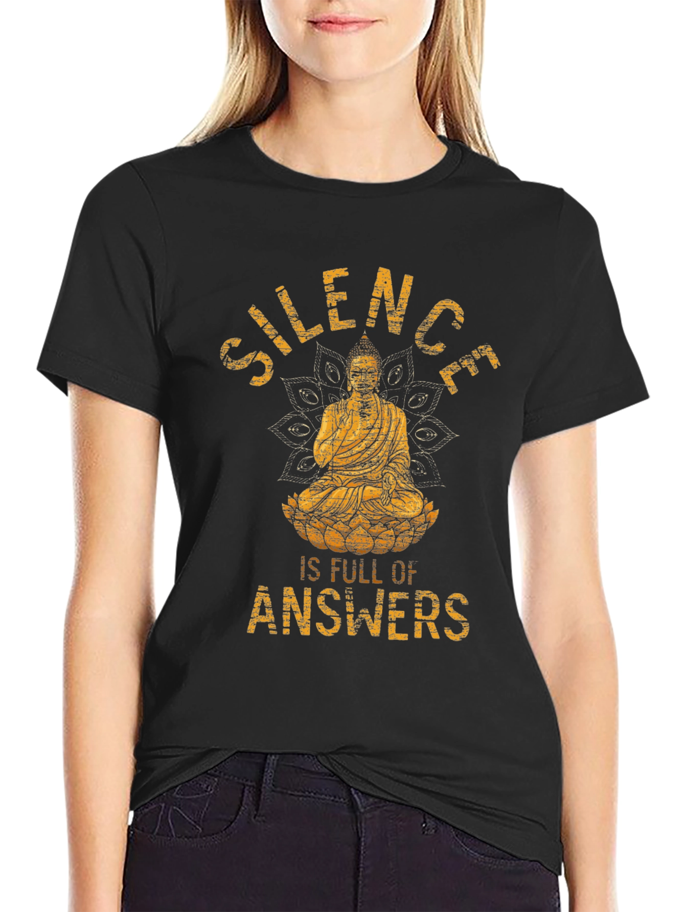 Silence is Full of Answers Buddha Graphic T-Shirt