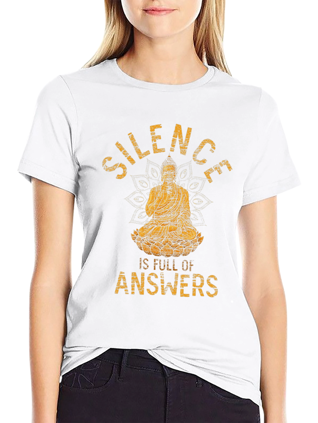 Silence is Full of Answers Buddha Graphic T-Shirt