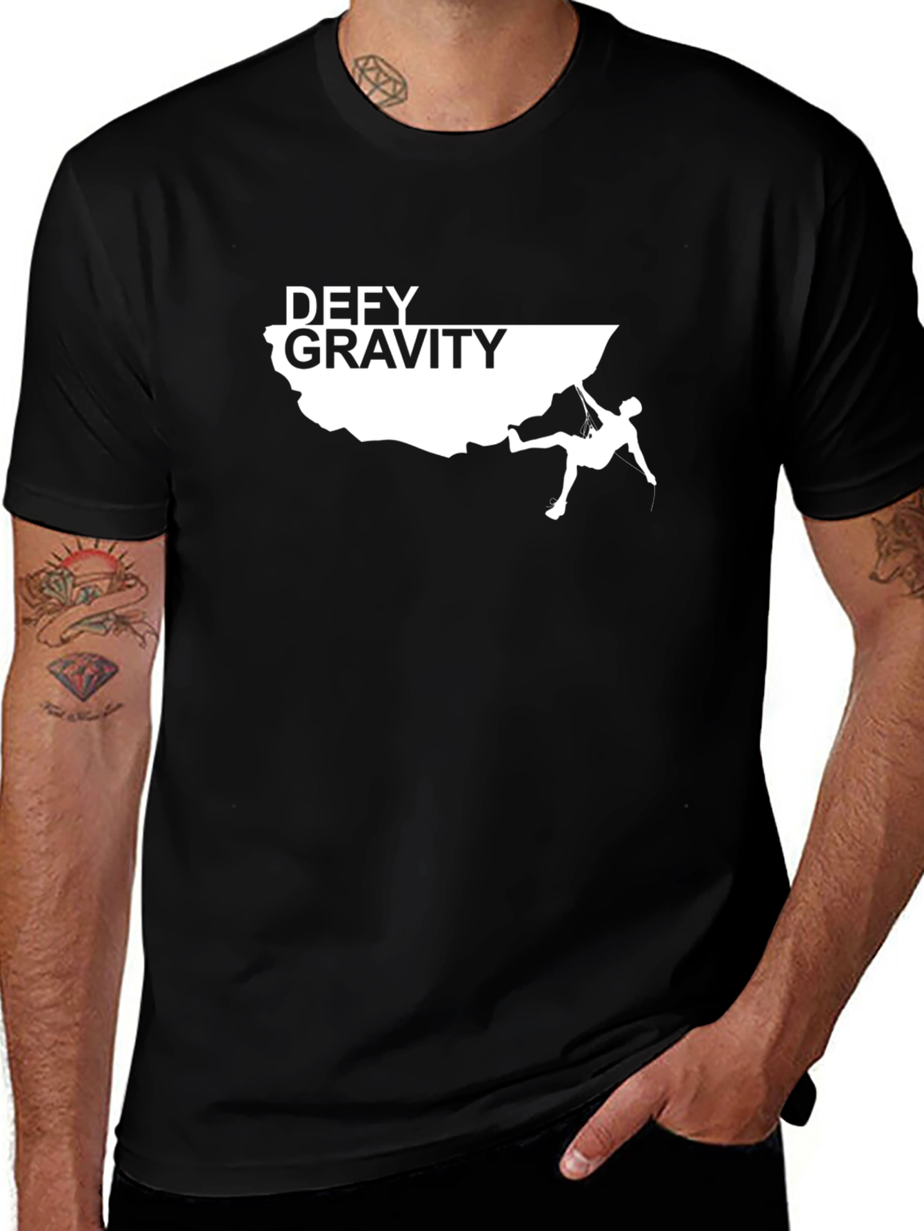 Defy Gravity Climbing Graphic T-Shirt - Black