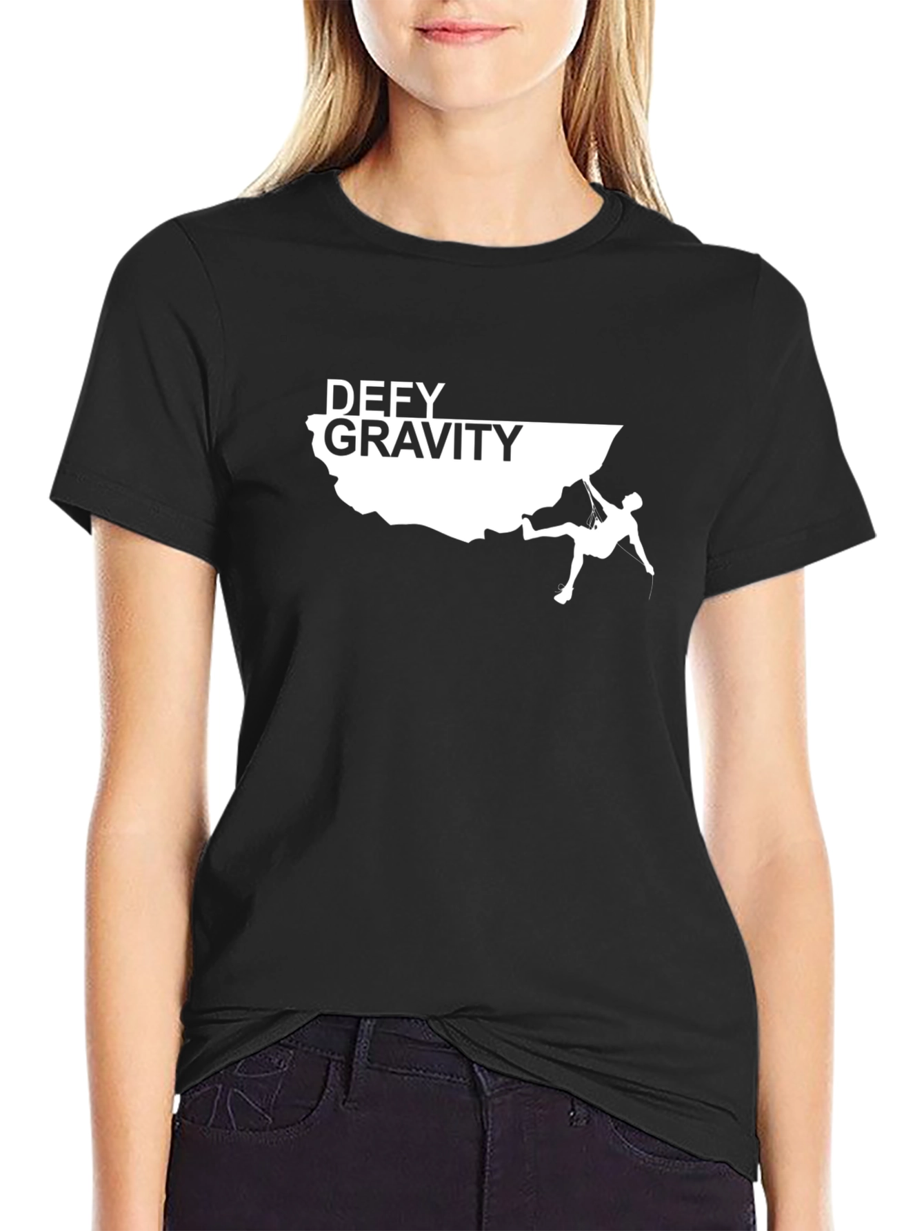 Defy Gravity Climbing Graphic T-Shirt - Black