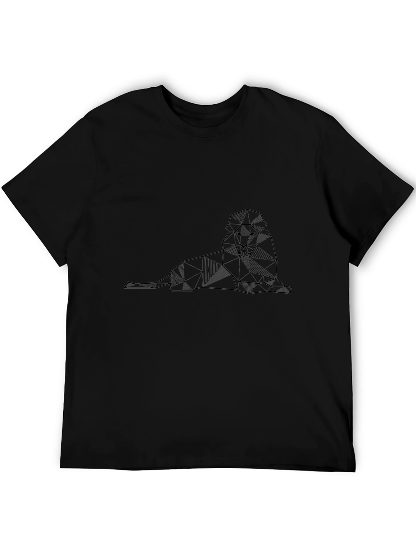 Geometric Lion Graphic Black T-Shirt