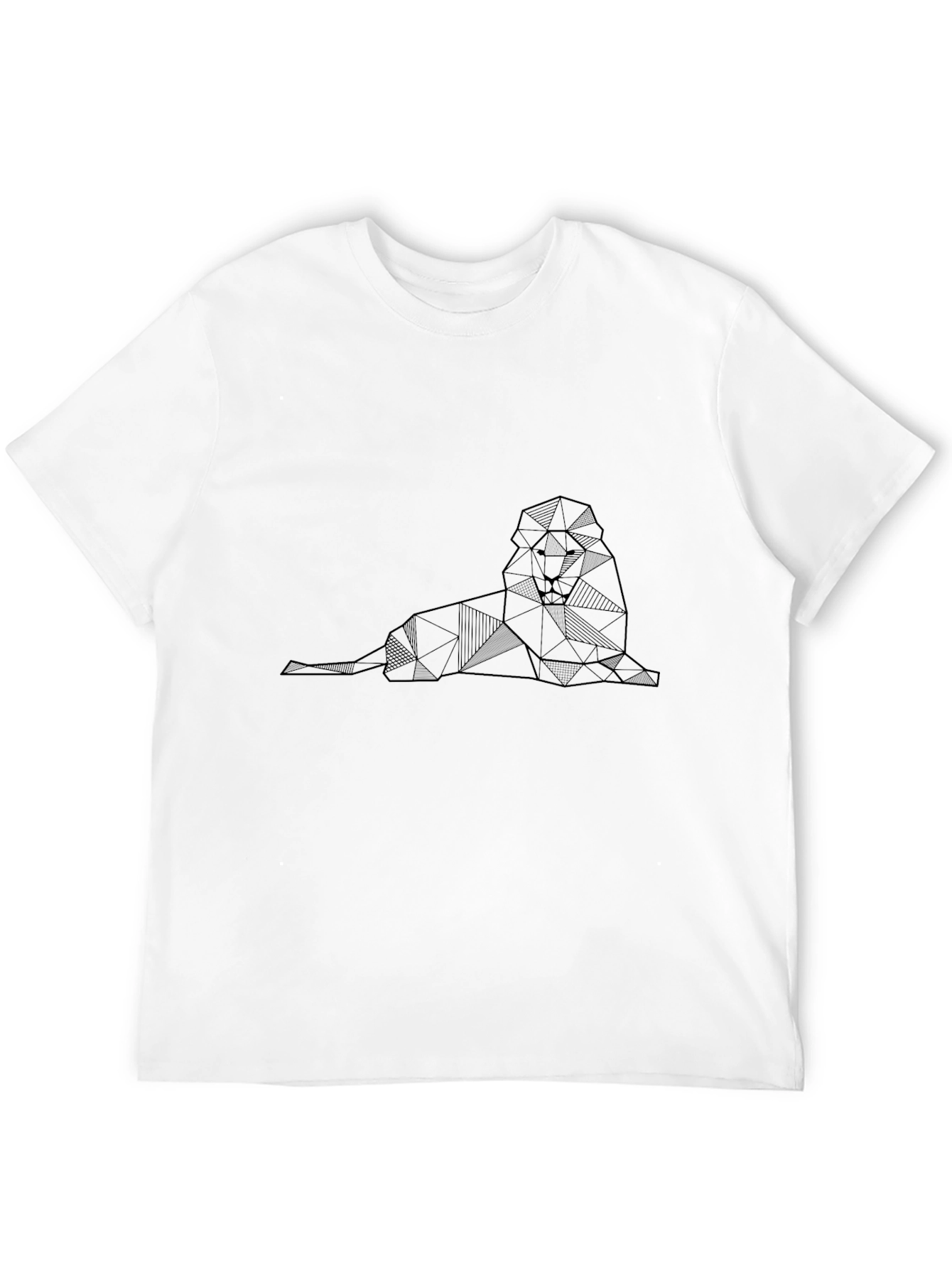 Geometric Lion Graphic Black T-Shirt