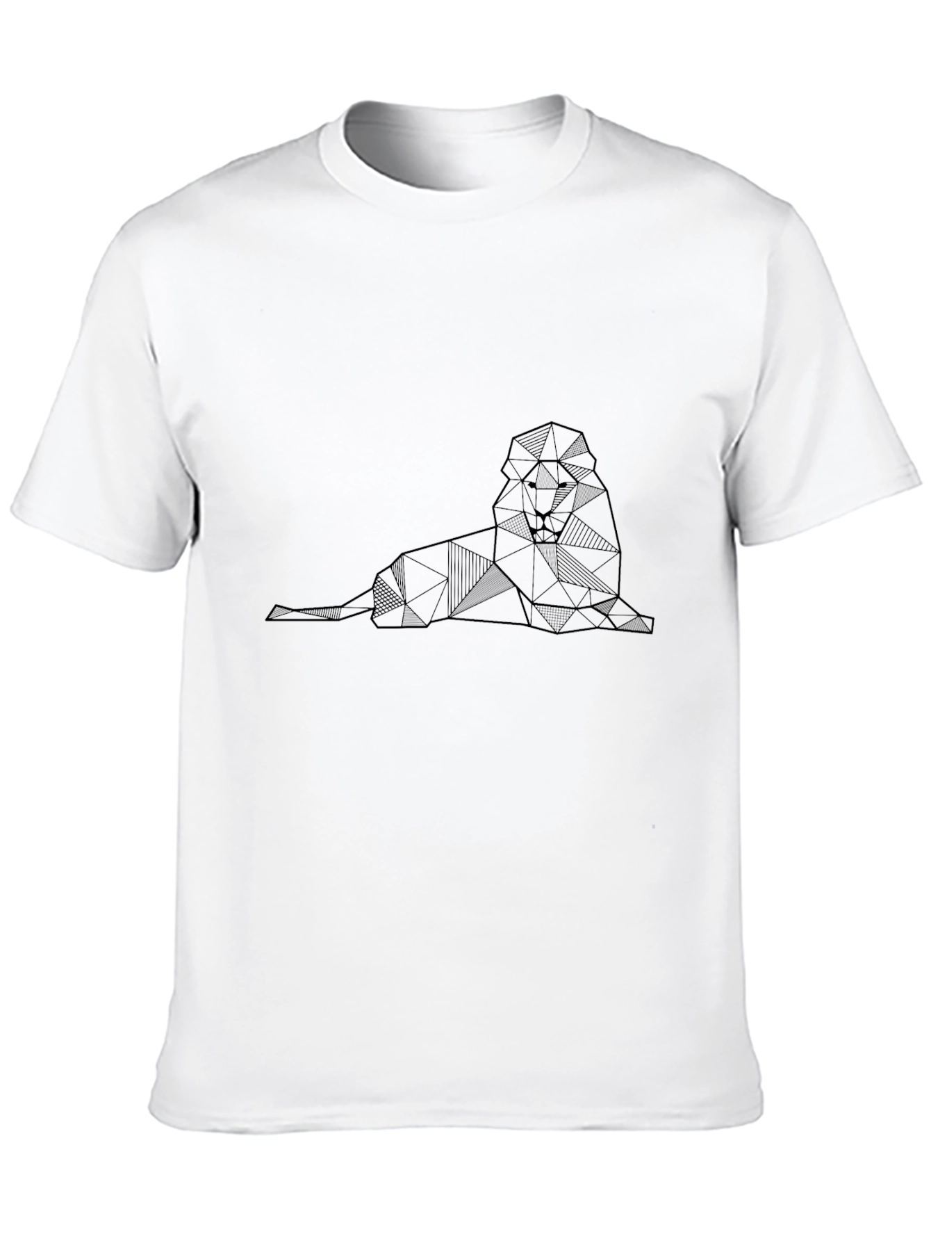 Geometric Lion Graphic Black T-Shirt