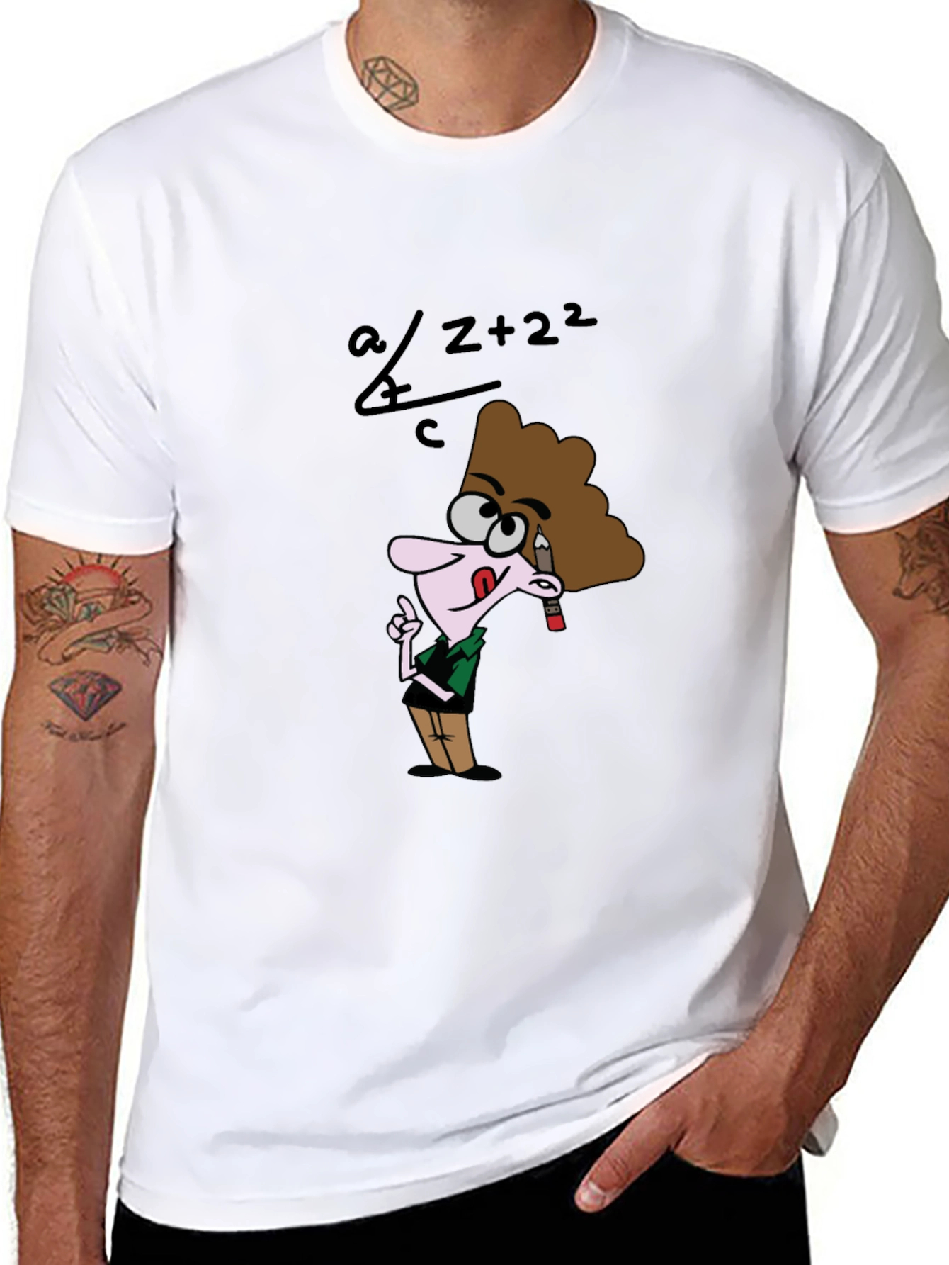 Cartoon Geek Math Humor Black T-Shirt