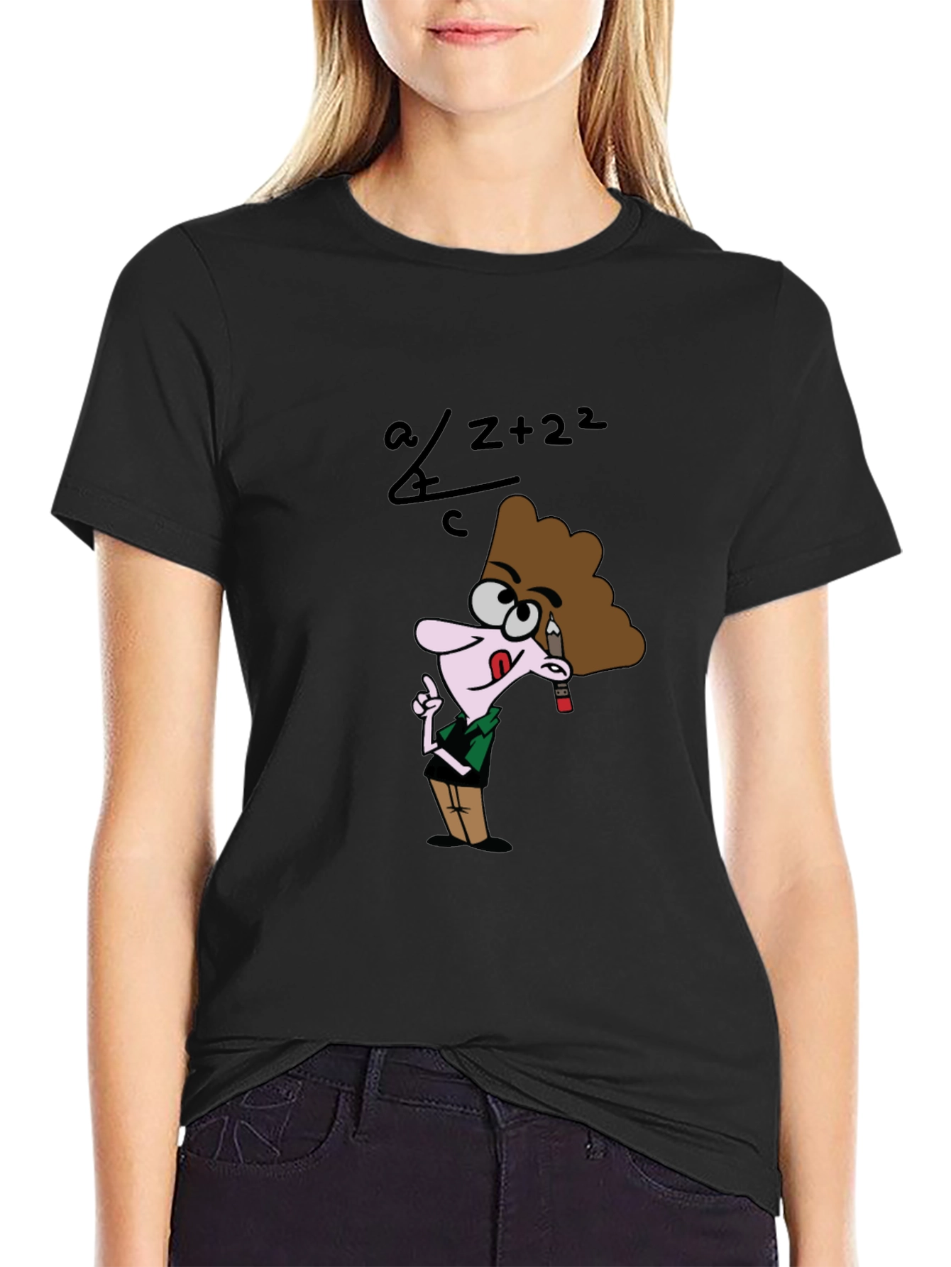 Cartoon Geek Math Humor Black T-Shirt
