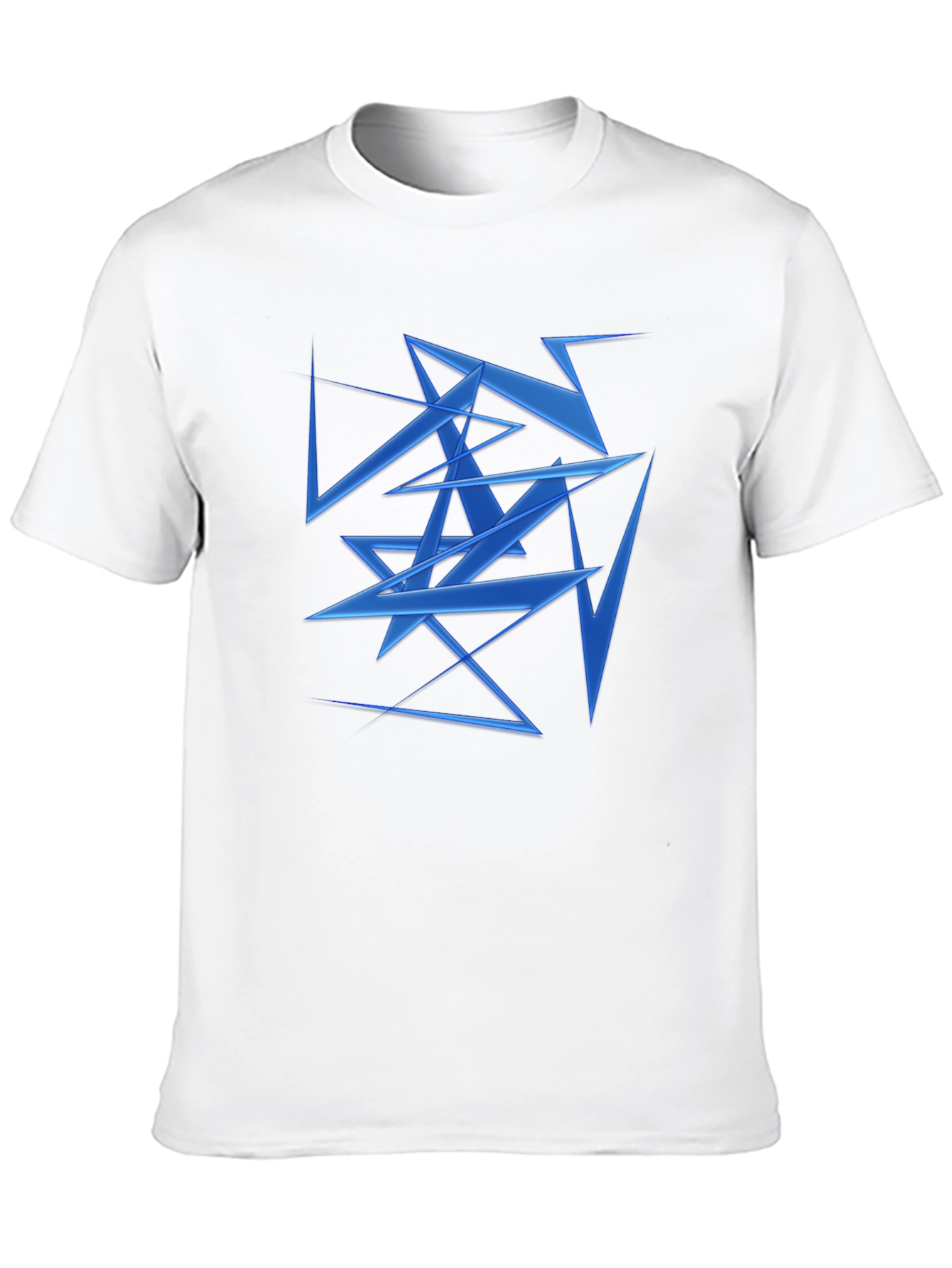 Abstract Geometric Blue Pattern Black T-Shirt