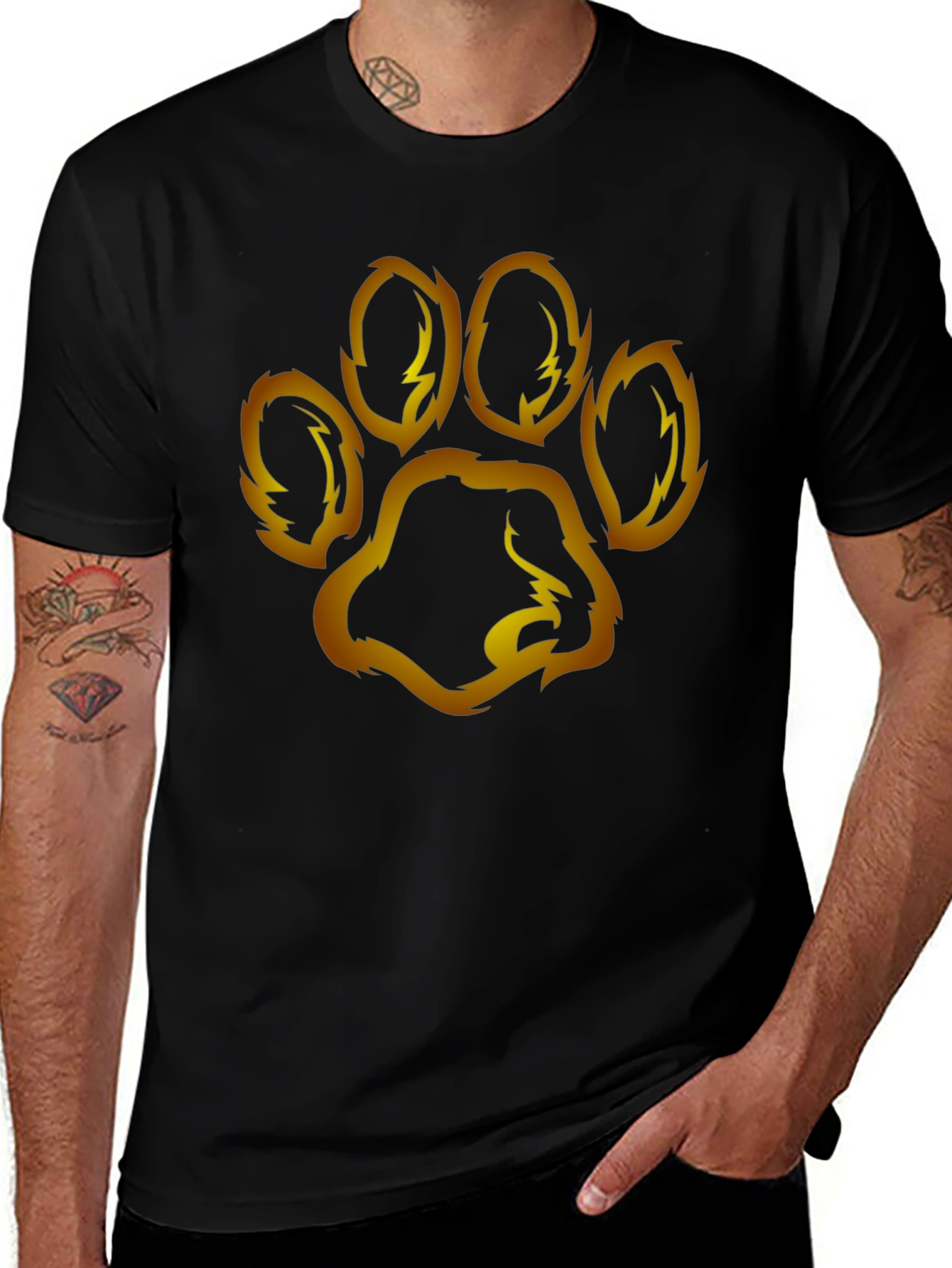Paw Print Graphic Tee - Mens Black T-Shirt