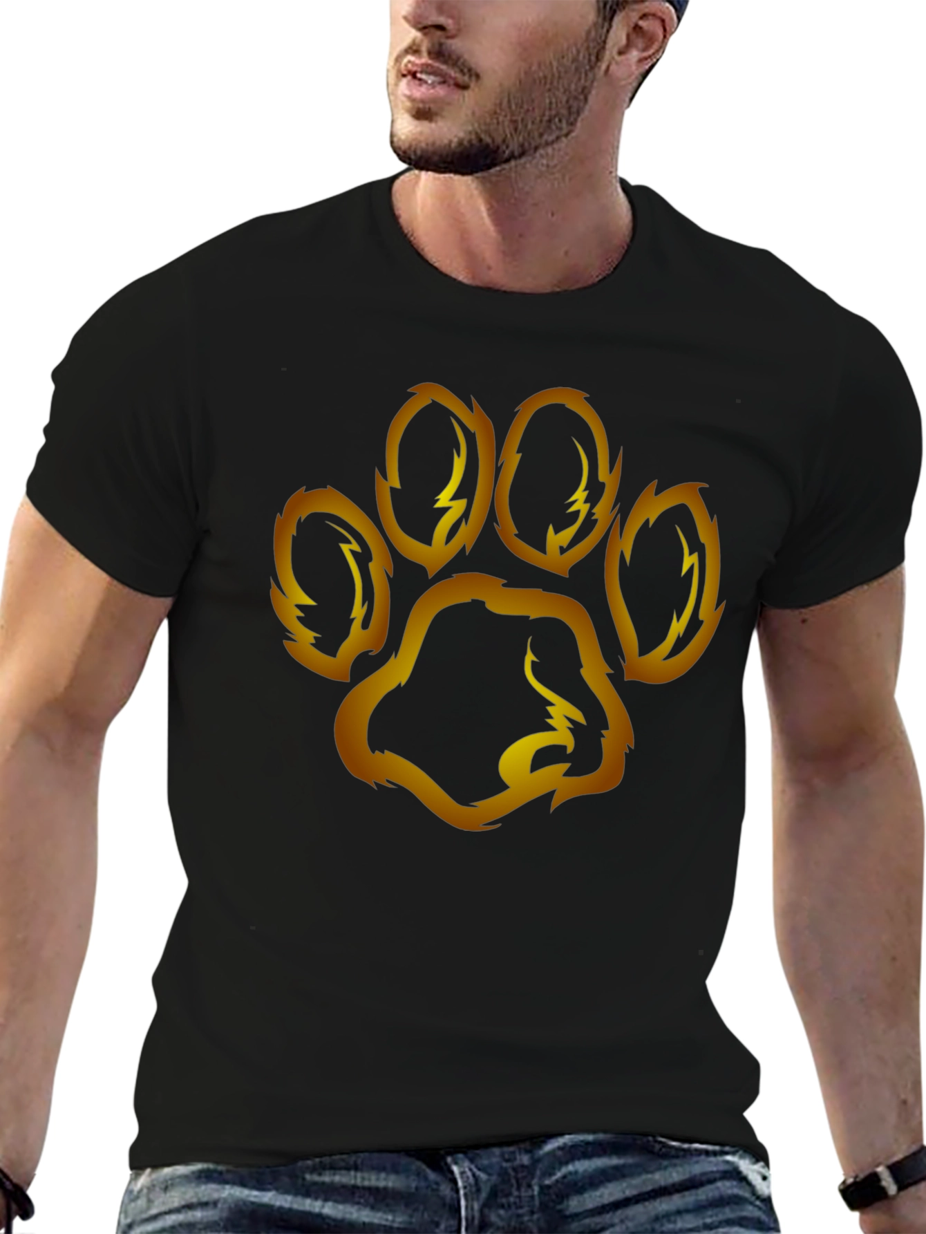 Paw Print Graphic Tee - Mens Black T-Shirt
