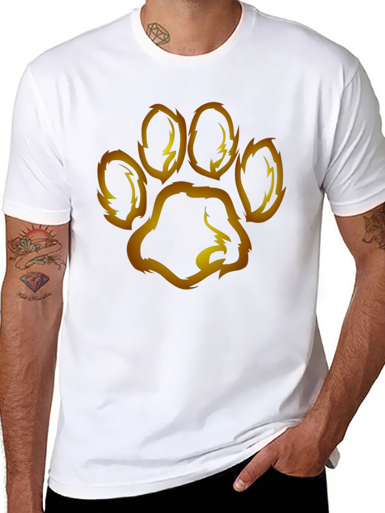 Paw Print Graphic Tee - Mens Black T-Shirt