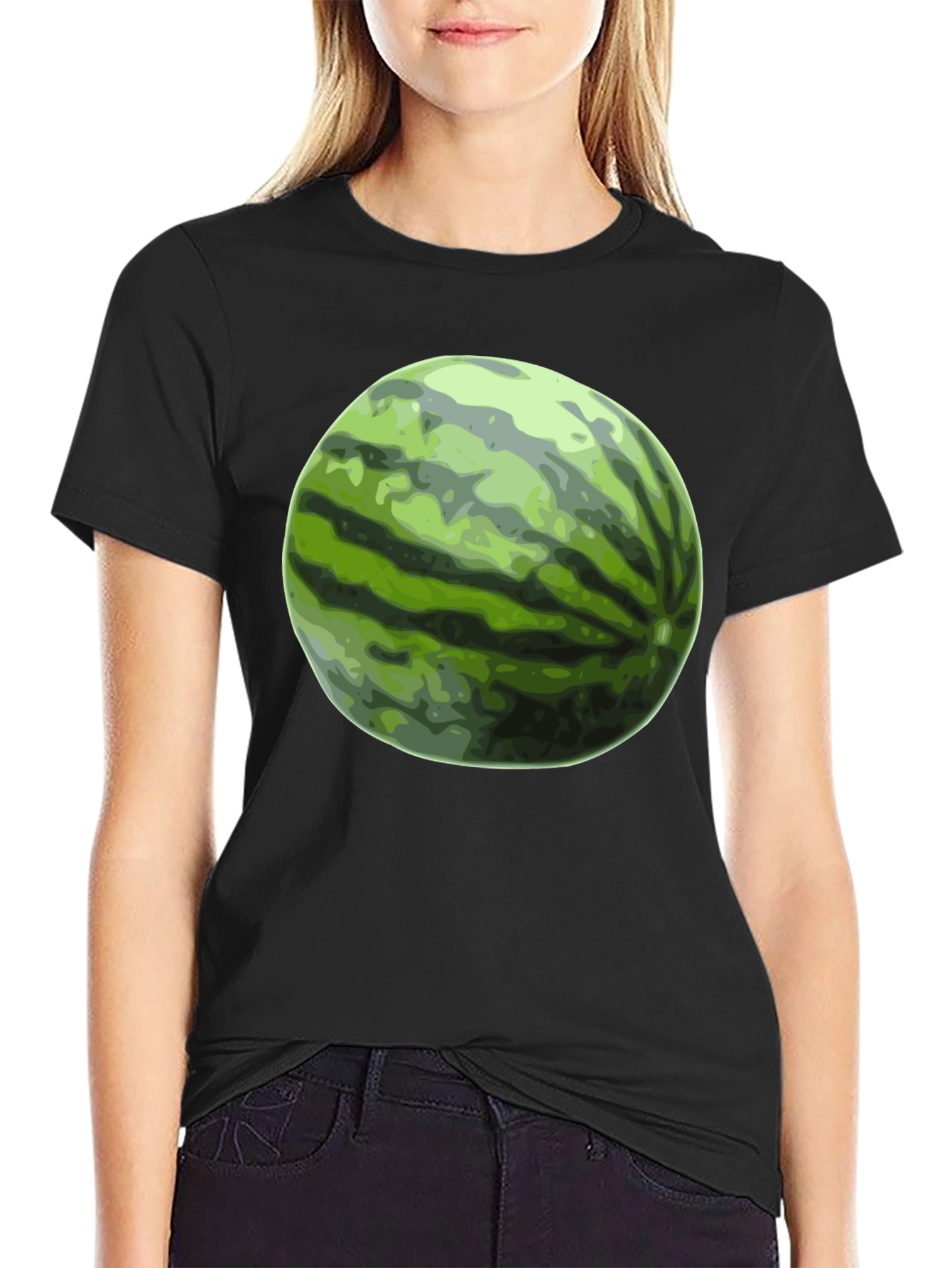Watermelon Graphic Tee - Black Cotton T-Shirt