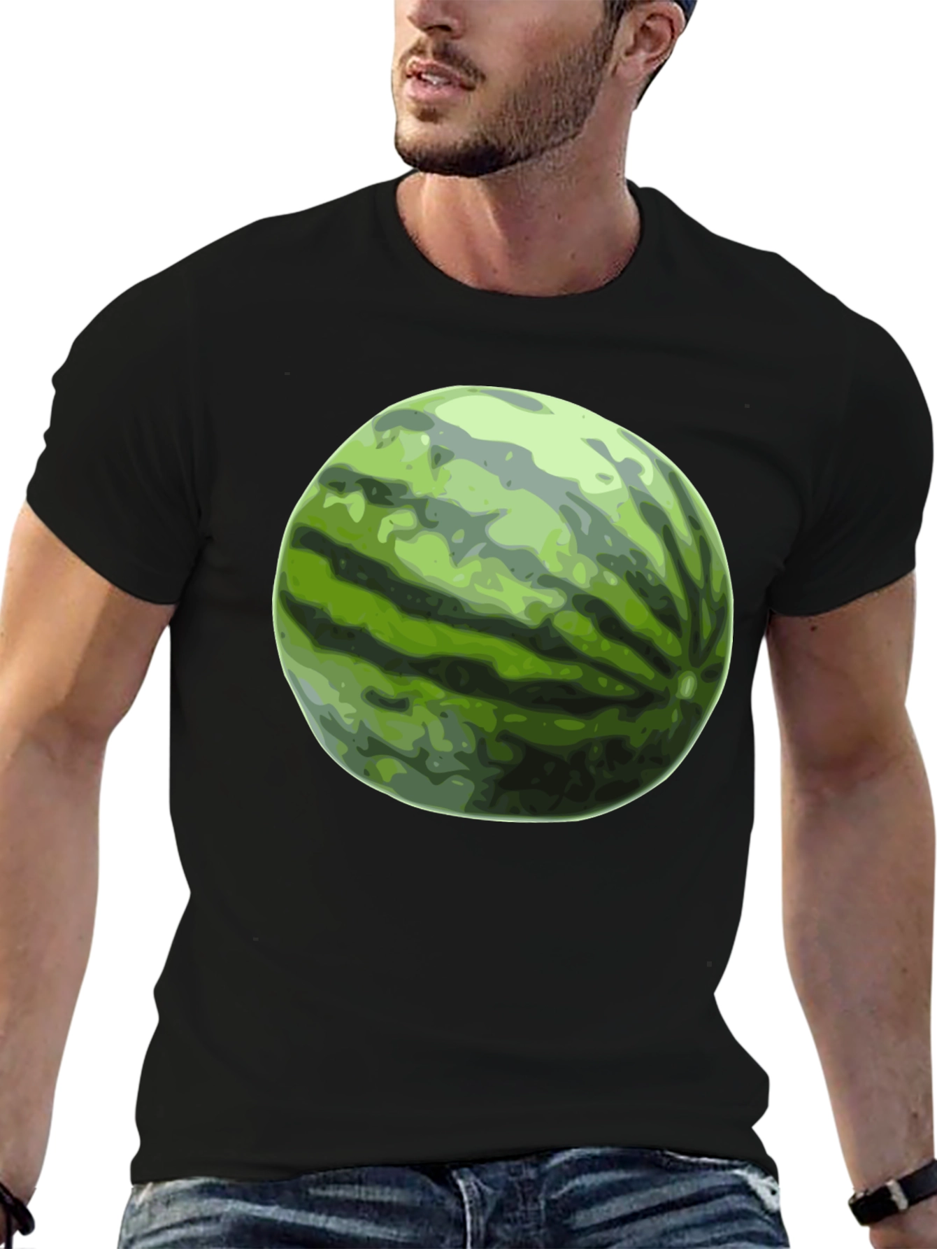 Watermelon Graphic Tee - Black Cotton T-Shirt