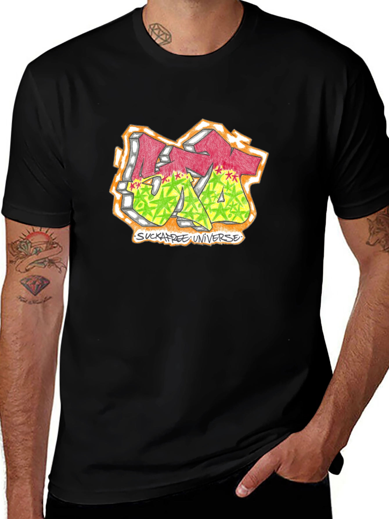 Sucka Free Universe Graphic T-Shirt - Black