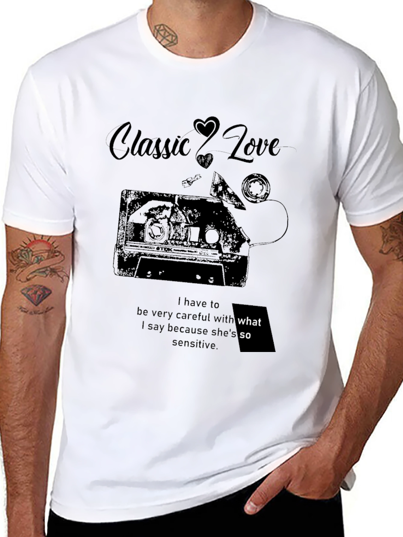 Classic Love Cassette Tape Graphic T-Shirt
