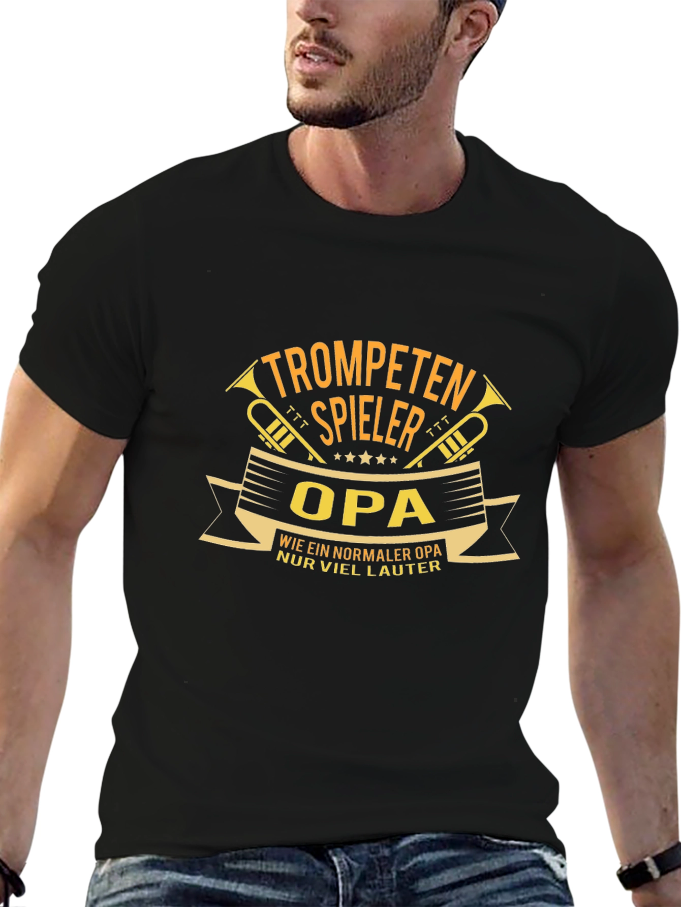Trumpet Player Opa Black T-Shirt