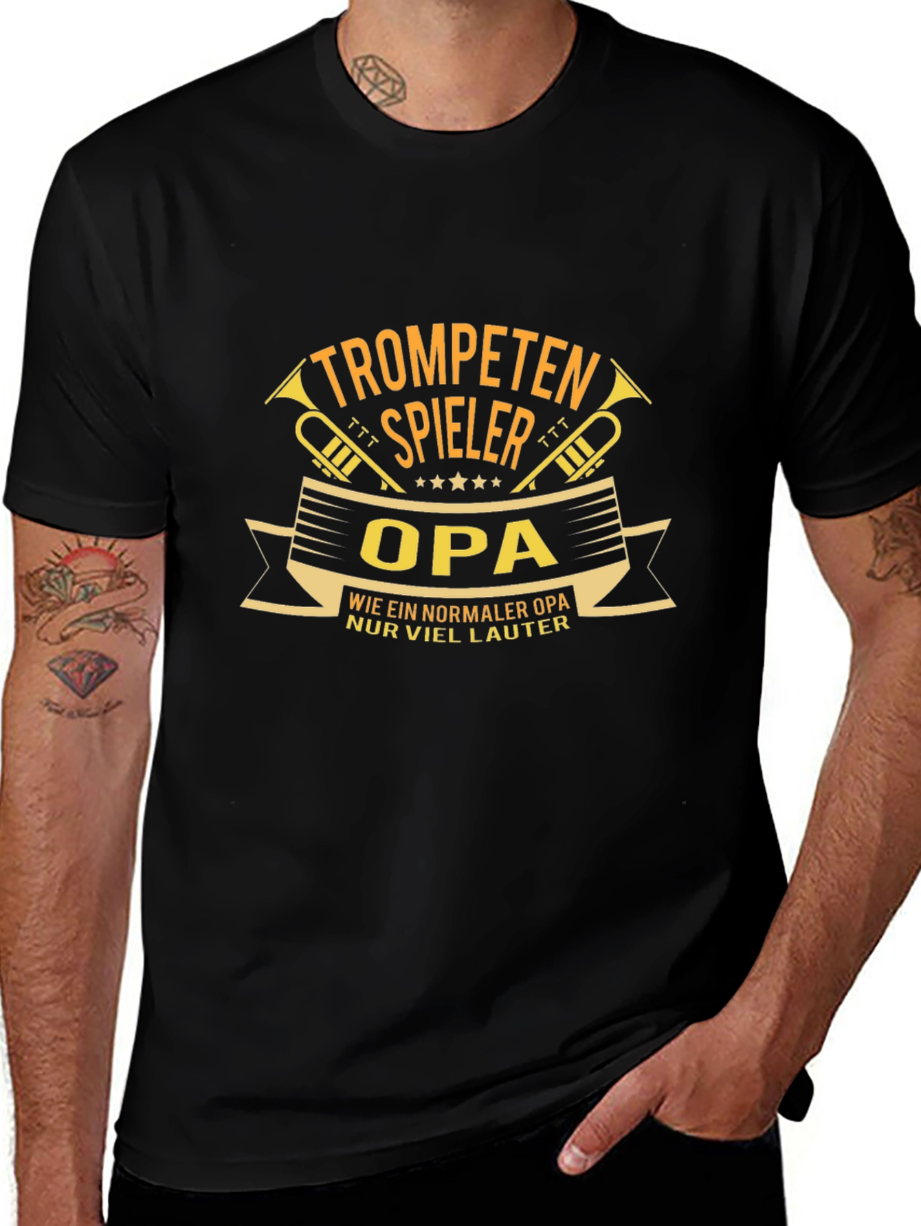 Trumpet Player Opa Black T-Shirt