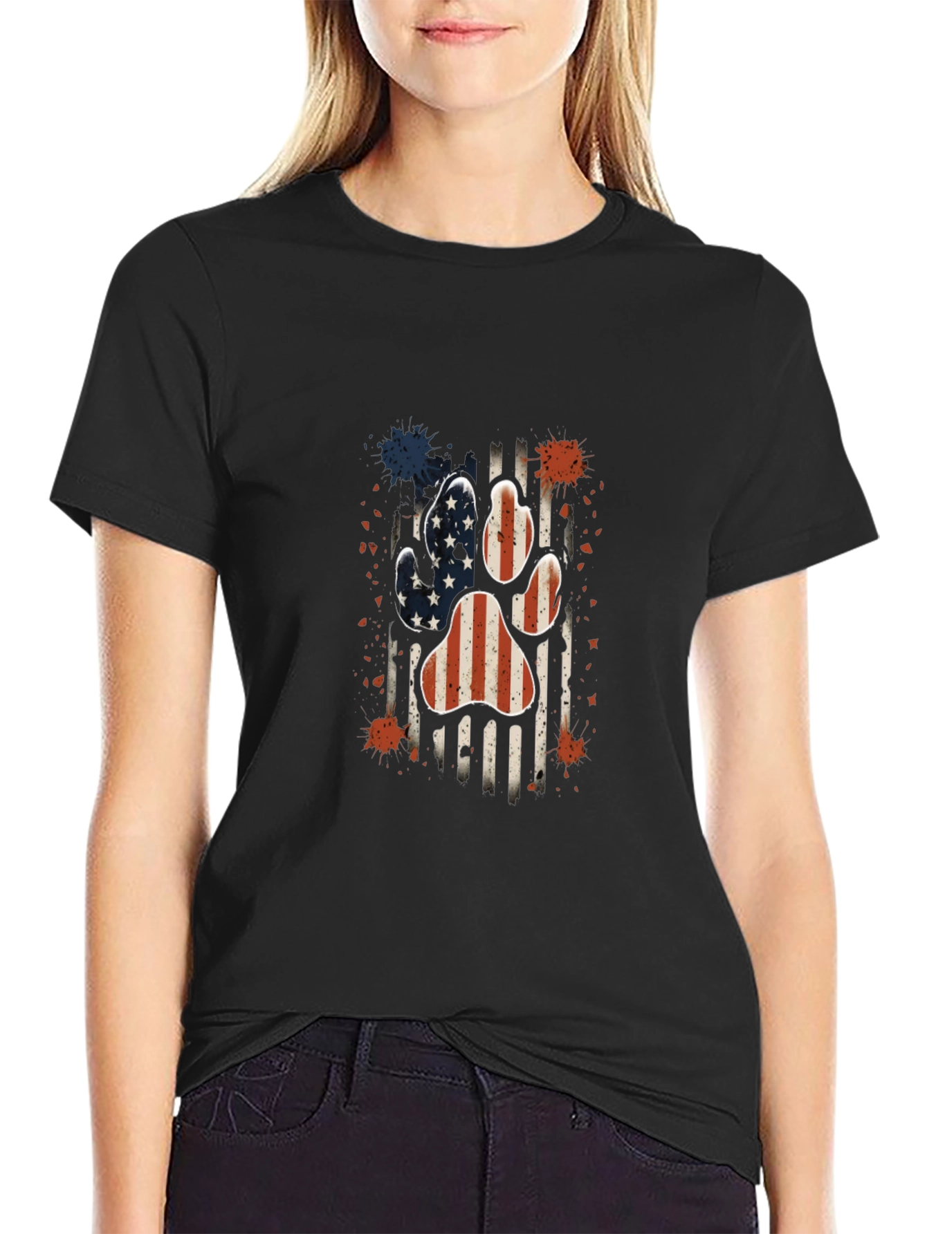 Patriotic Paw Print Mens T-Shirt